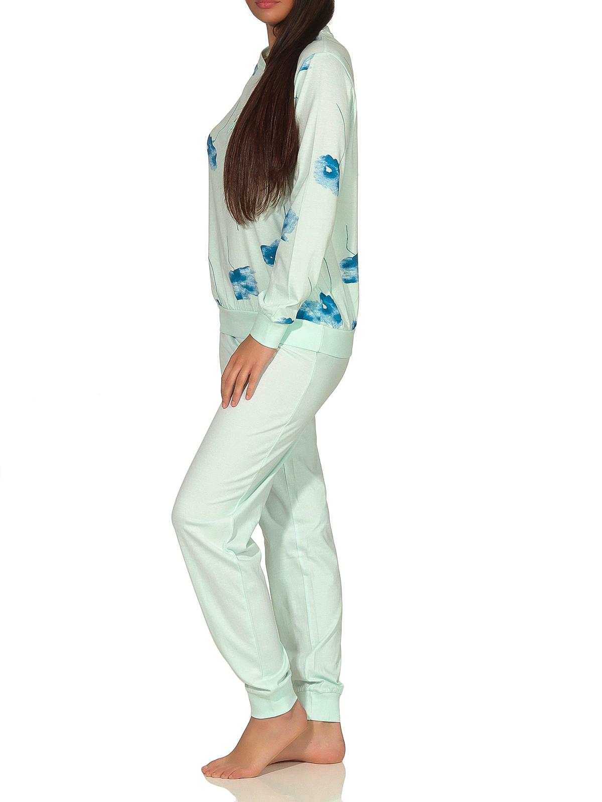 Eleganter Damen Pyjama Schlafanzug langarm mit Bündchen und Blumenprint - 291 201 90 193 Eleganter Damen Pyjama Schlafanzug langarm mit Bündchen und Blumenprint - 291 201 90 193