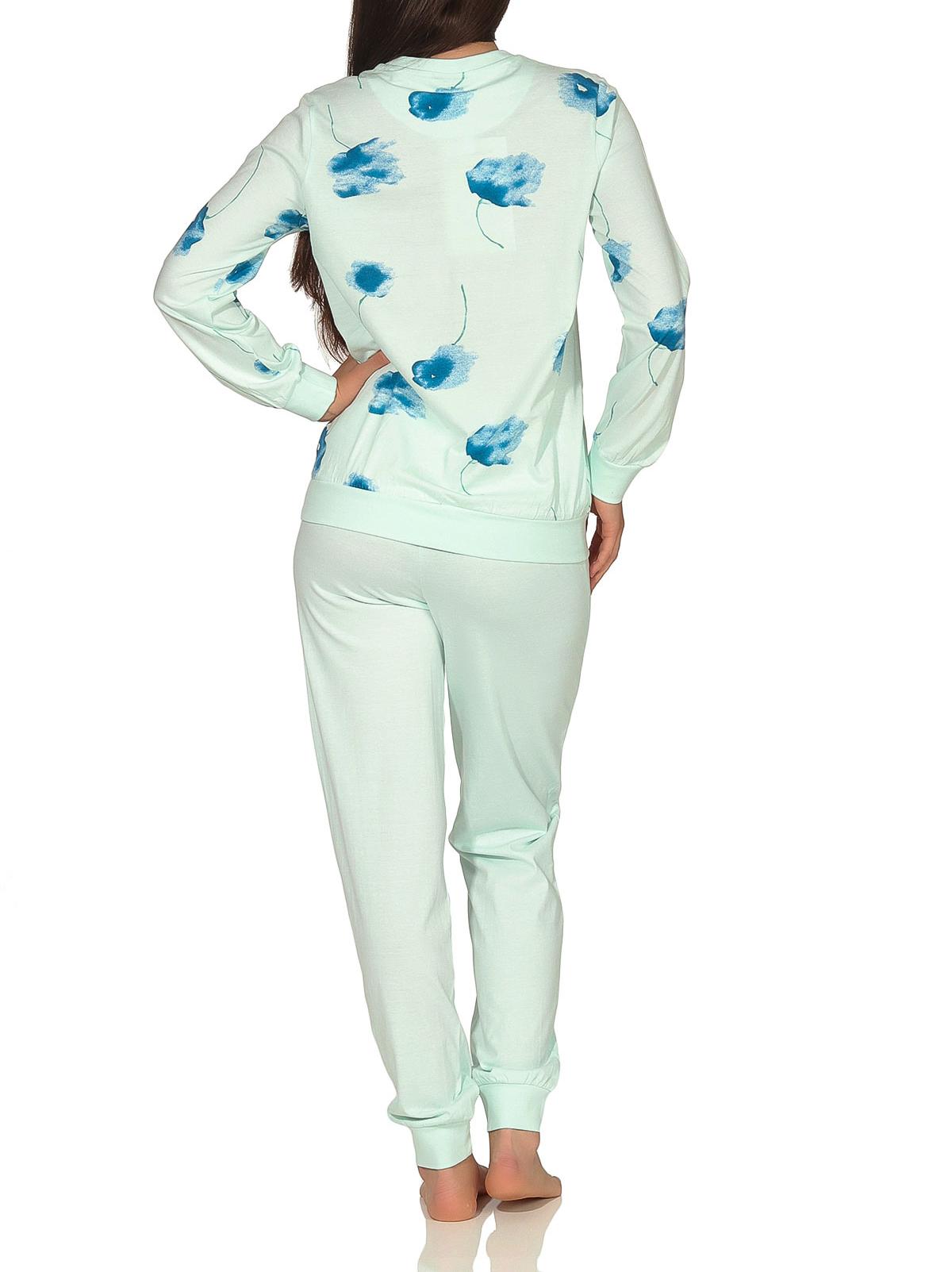 Eleganter Damen Pyjama Schlafanzug langarm mit Bündchen und Blumenprint - 291 201 90 193 Eleganter Damen Pyjama Schlafanzug langarm mit Bündchen und Blumenprint - 291 201 90 193