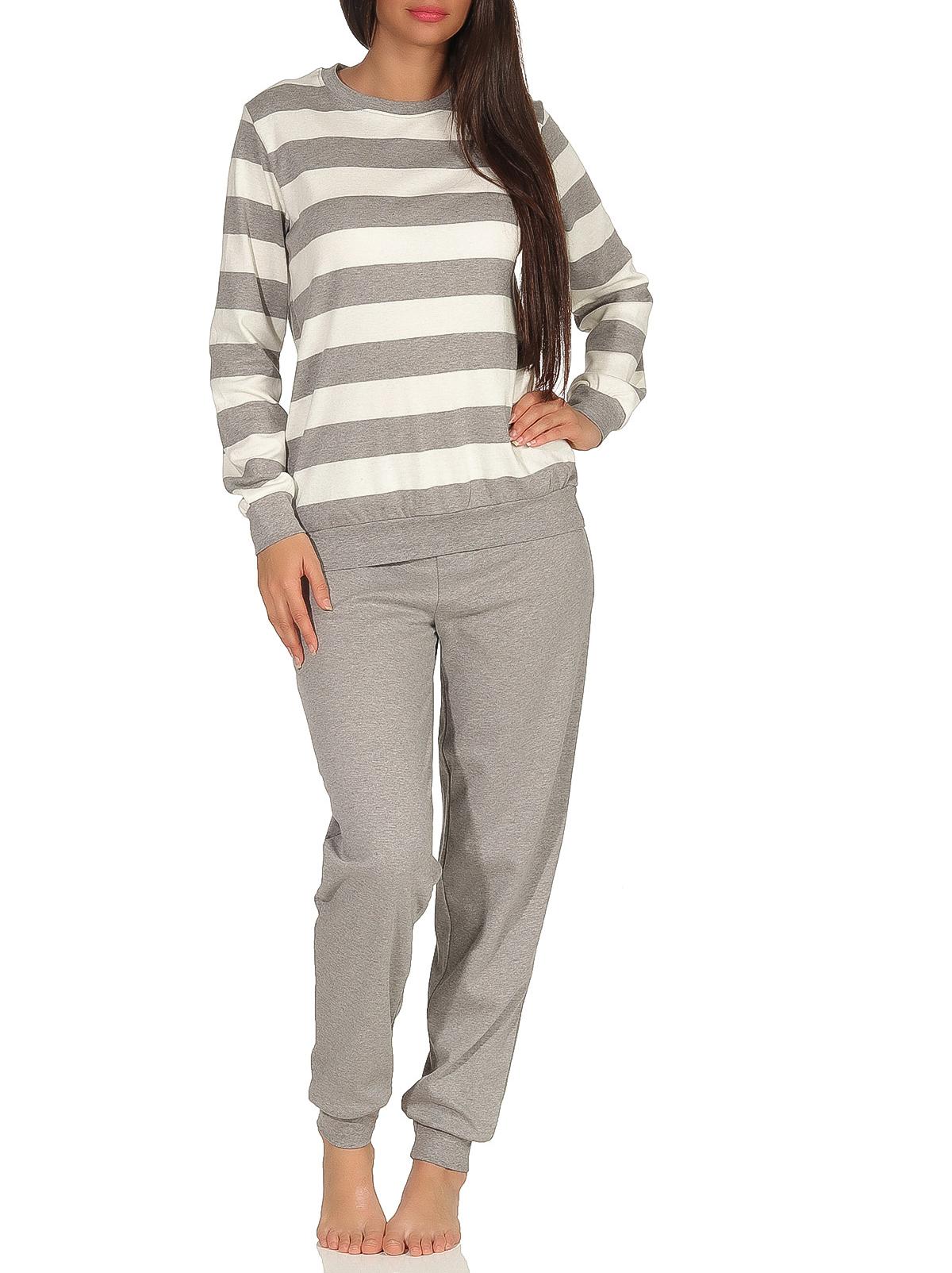 Damen Pyjama mit Bündchen in Block Streifen Optik- Kuschel Interlock - auch in Übergrössen Damen Pyjama mit Bündchen in Block Streifen Optik- Kuschel Interlock - auch in Übergrössen