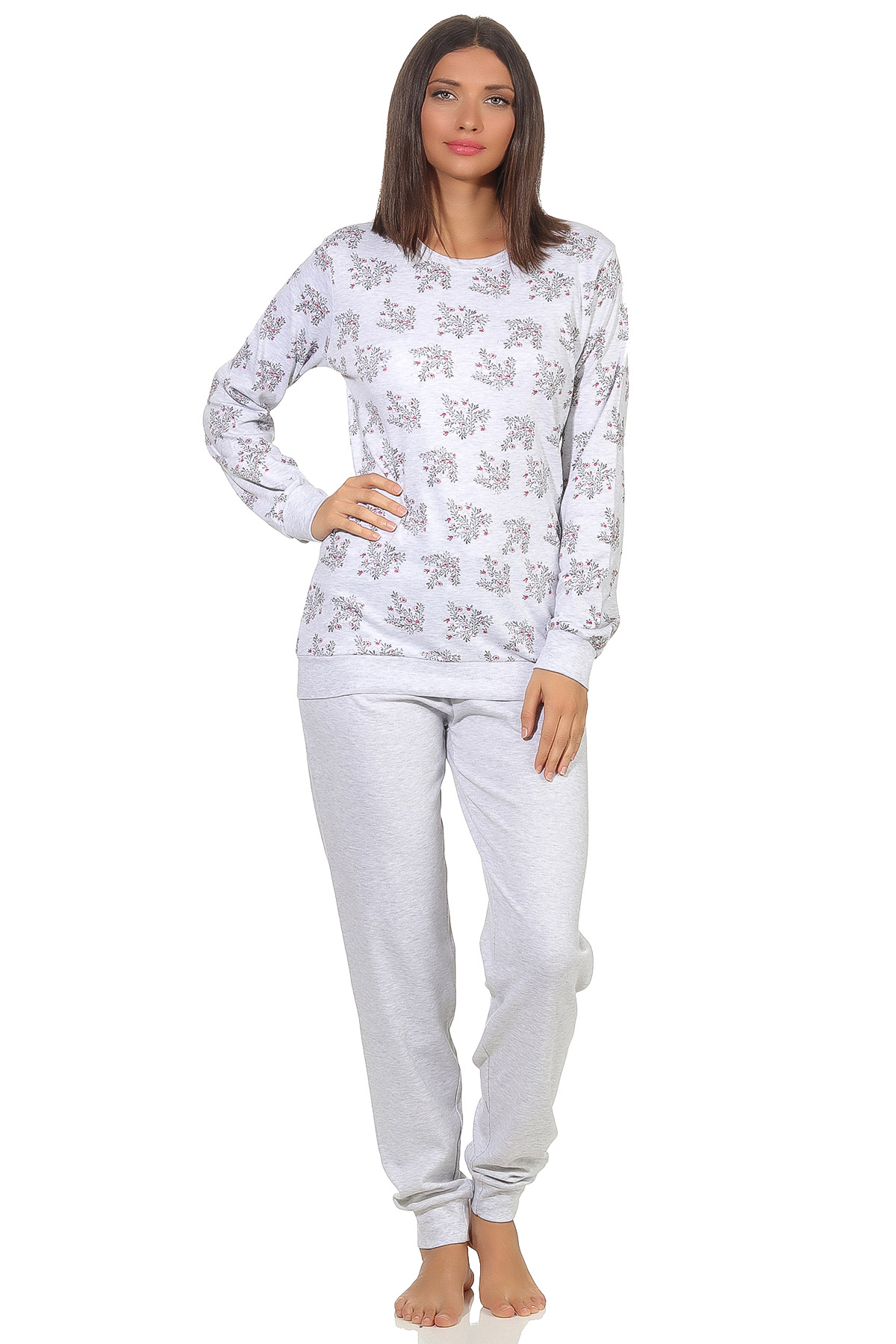 Kuscheliger Damen Pyjama lang mit Bündchen in softer Interlock-Qualität - 291 201 96 186 