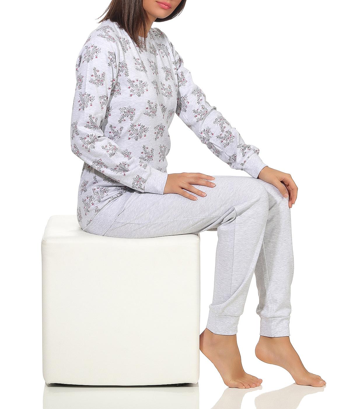 Kuscheliger Damen Pyjama lang mit Bündchen in softer Interlock-Qualität - 291 201 96 186 