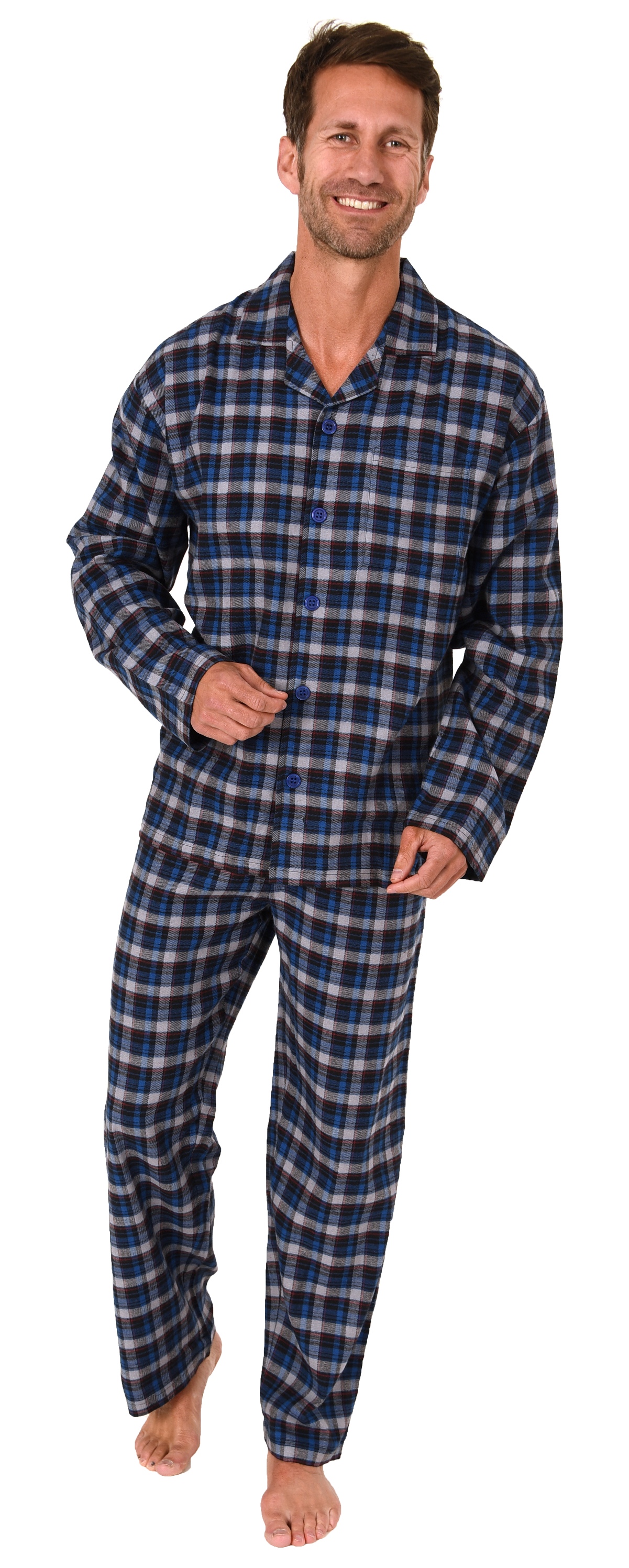 Herren Flanell Pyjama Schlafanzug langarm zum durchknöpfen - 202 101 15 600 Herren Flanell Pyjama Schlafanzug langarm zum durchknöpfen - 202 101 15 600