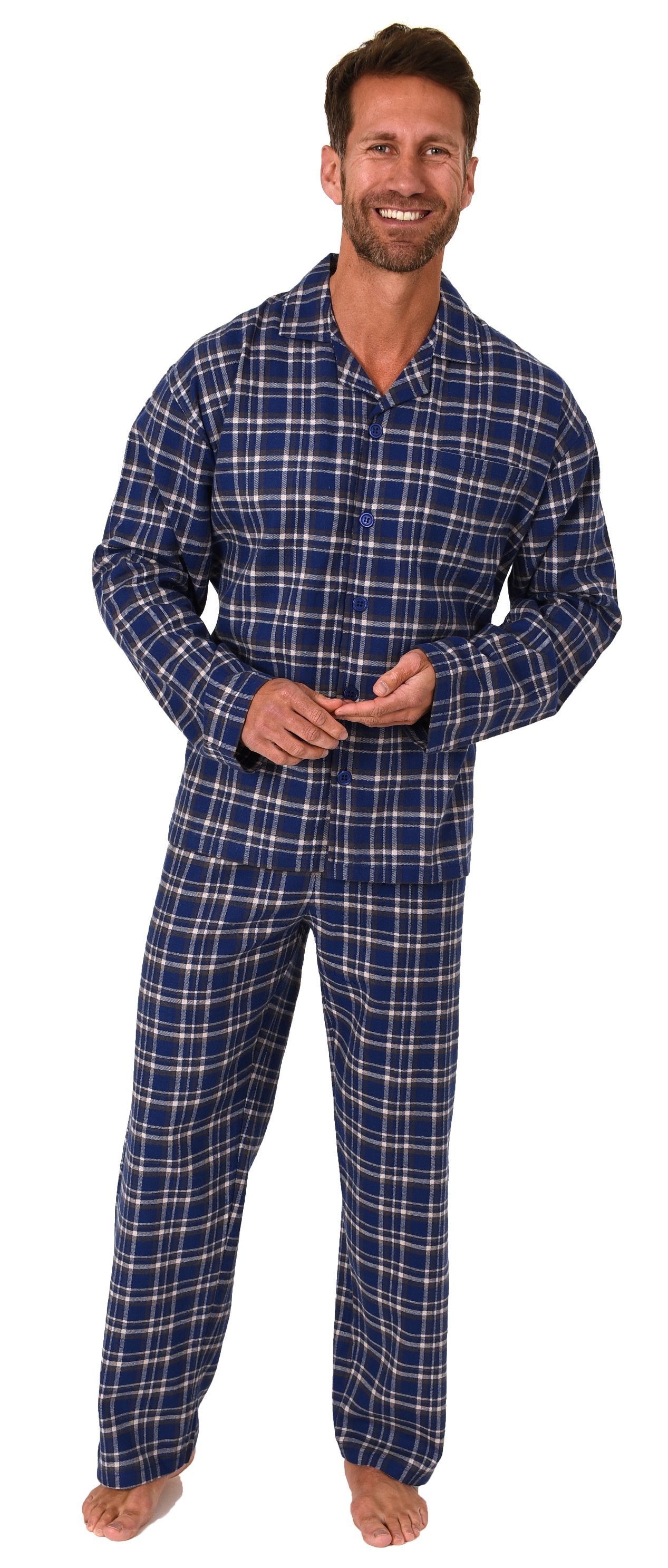 Herren Flanell Pyjama Schlafanzug langarm zum durchknöpfen - 202 101 15 601 Herren Flanell Pyjama Schlafanzug langarm zum durchknöpfen - 202 101 15 601