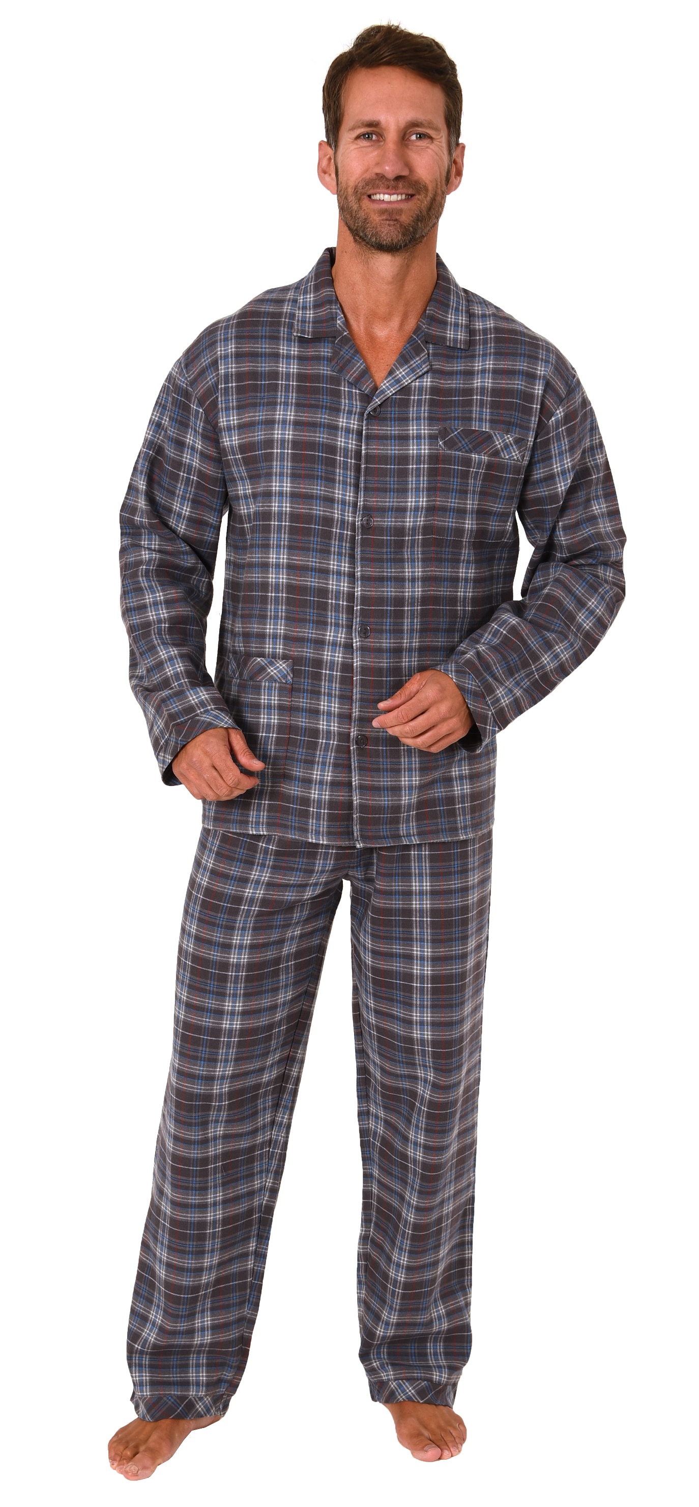 Herren Flanell Pyjama Schlafanzug langarm zum durchknöpfen - 291 101 15 535 Herren Flanell Pyjama Schlafanzug langarm zum durchknöpfen - 291 101 15 535