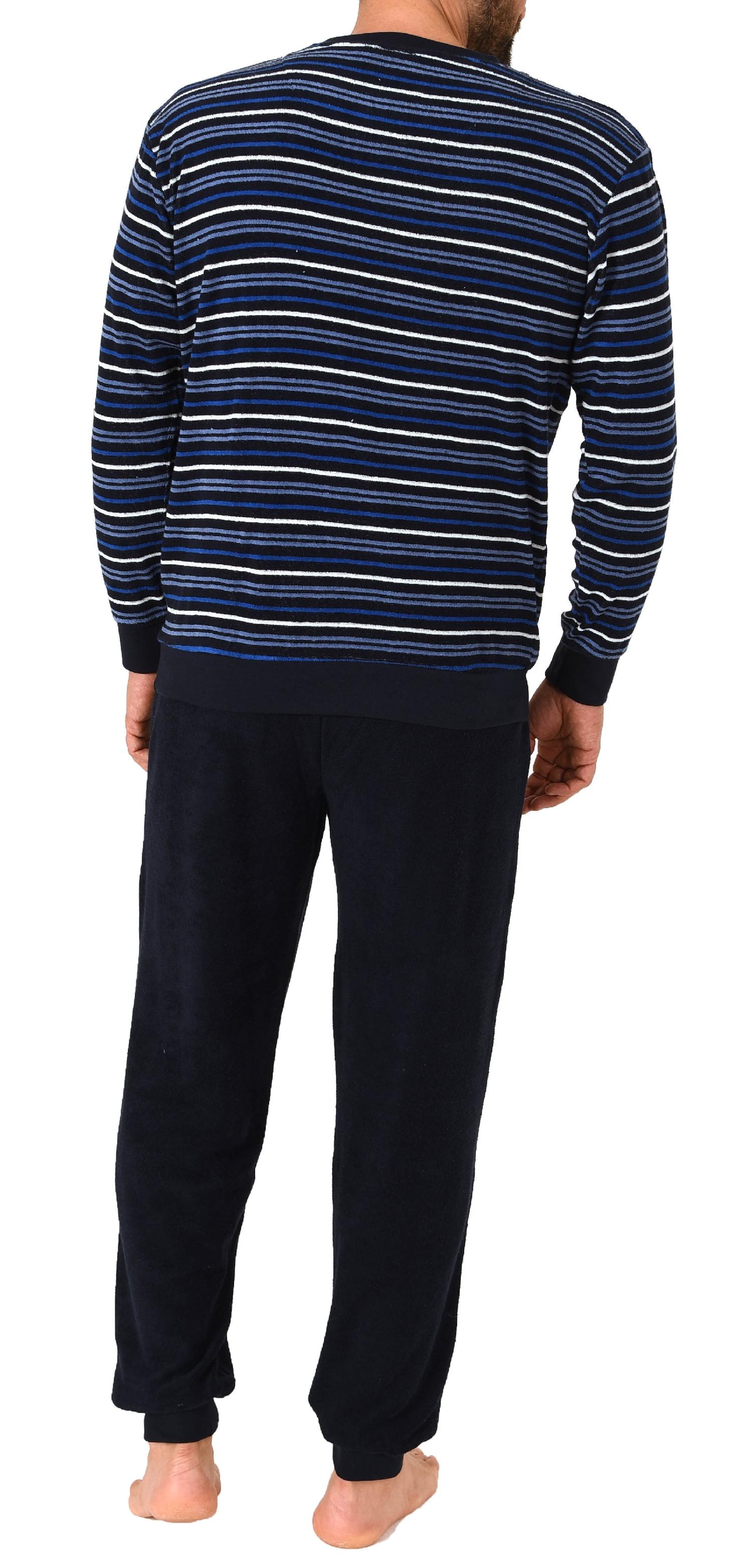Langer Herren Frottee Pyjama Schlafanzug mit Bündchen - Streifenoptik - 291 101 13 133 Langer Herren Frottee Pyjama Schlafanzug mit Bündchen - Streifenoptik - 291 101 13 133