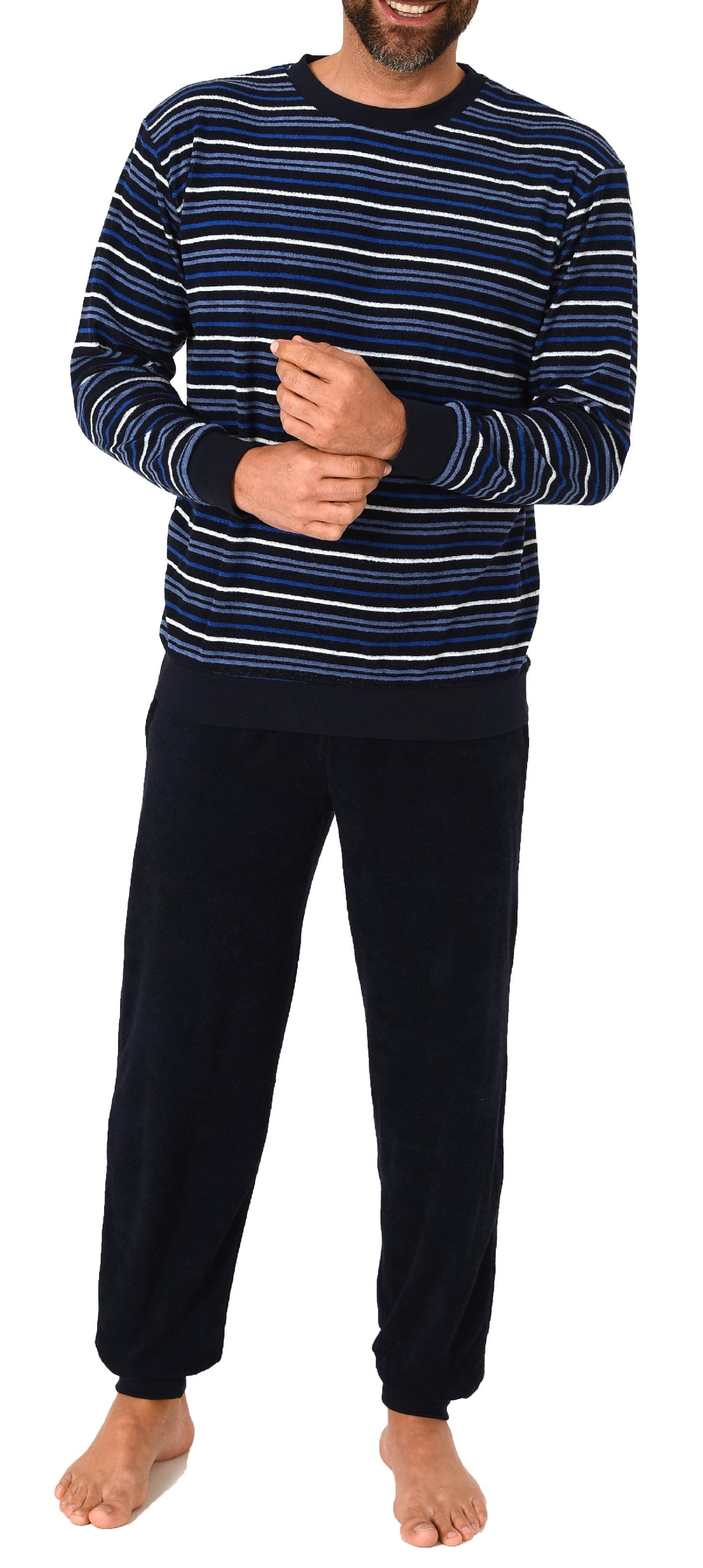 Langer Herren Frottee Pyjama Schlafanzug mit Bündchen - Streifenoptik - 291 101 13 133 Langer Herren Frottee Pyjama Schlafanzug mit Bündchen - Streifenoptik - 291 101 13 133