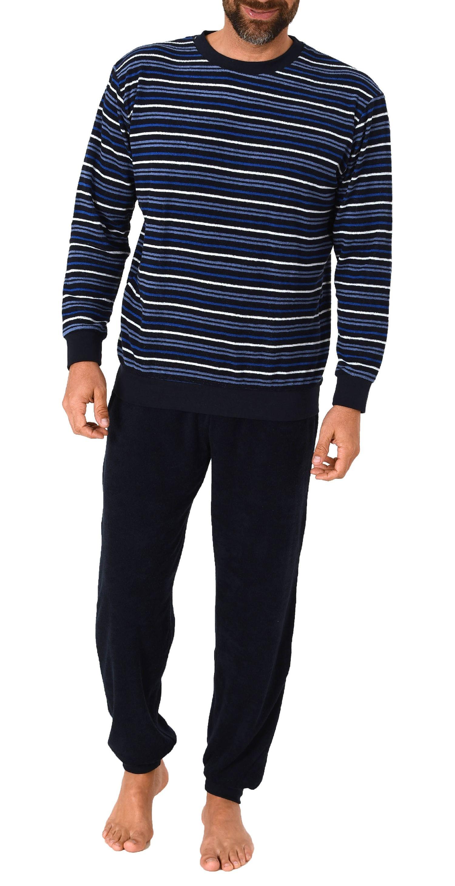 Langer Herren Frottee Pyjama Schlafanzug mit Bündchen - Streifenoptik - 291 101 13 133 Langer Herren Frottee Pyjama Schlafanzug mit Bündchen - Streifenoptik - 291 101 13 133