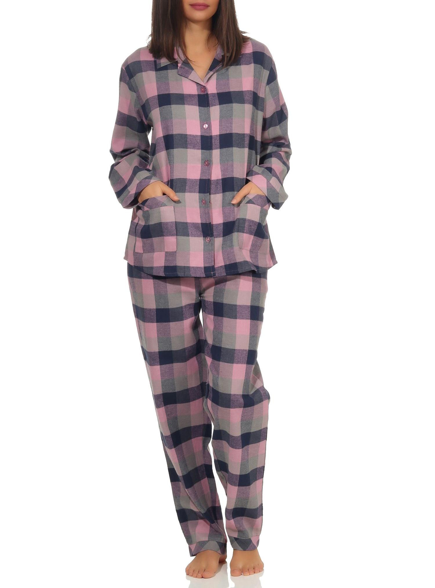 Damen langarm Flanell Pyjama Schlafanzug kariert - 291 201 15 554 Damen langarm Flanell Pyjama Schlafanzug kariert - 291 201 15 554