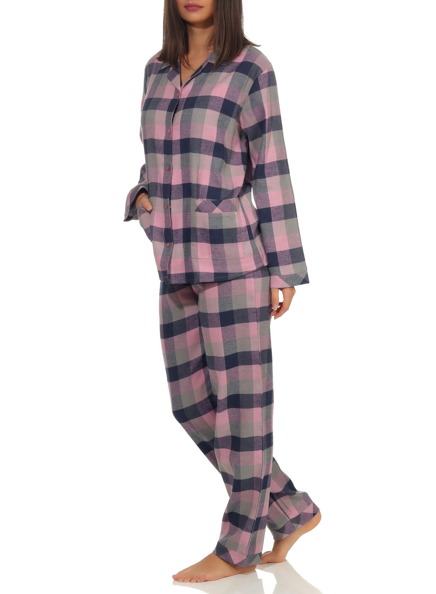 Damen langarm Flanell Pyjama Schlafanzug kariert - 291 201 15 554 Damen langarm Flanell Pyjama Schlafanzug kariert - 291 201 15 554