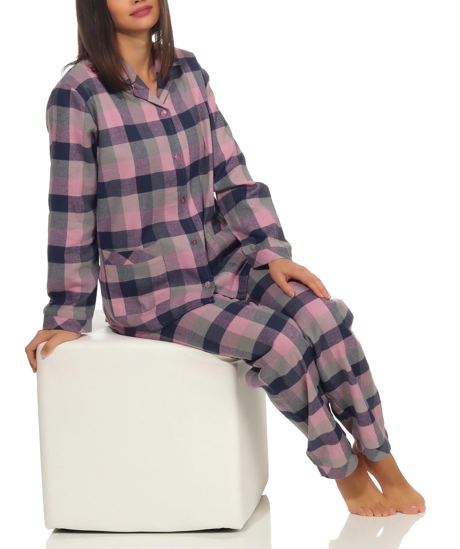 Damen langarm Flanell Pyjama Schlafanzug kariert - 291 201 15 554 Damen langarm Flanell Pyjama Schlafanzug kariert - 291 201 15 554