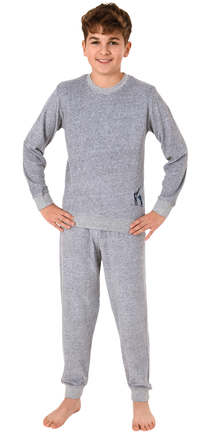 Cooler Jungen Frottee Pyjama langarm Schlafanzug mit Bündchen - 62103