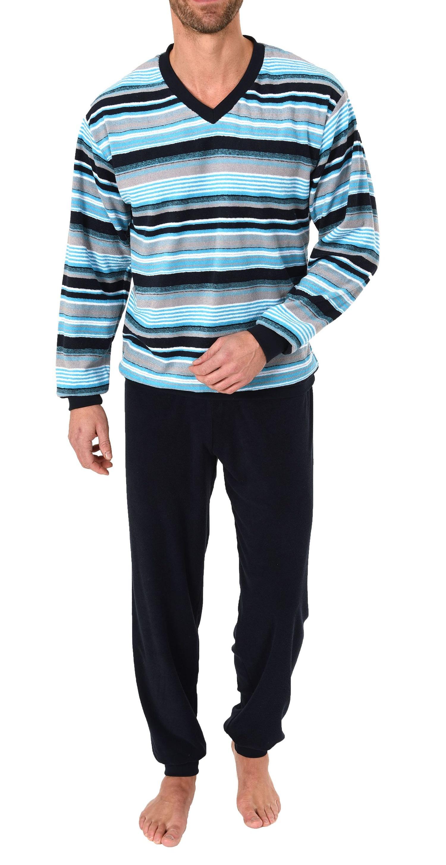 Toller Herren Frottee Pyjama Schlafanzug mit Bündchen - auch in Übergrössen - 62841 Toller Herren Frottee Pyjama Schlafanzug mit Bündchen - auch in Übergrössen - 62841