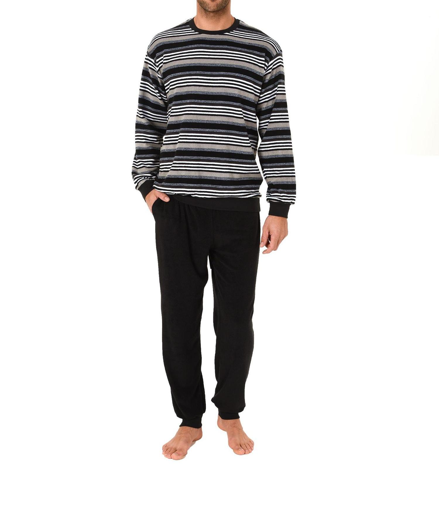 Herren Frottee Schlafanzug Pyjama lang mit Bündchen - auch in Übergrösse erhältlich - 59672