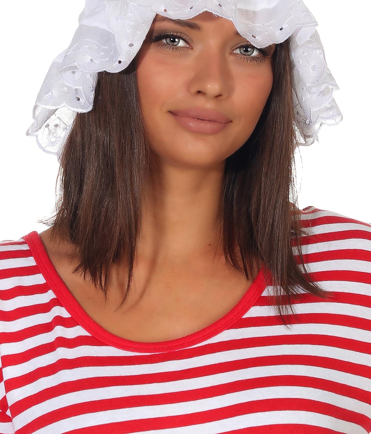 Karneval Haube mit Gummizug und Spitze, Schlafmütze Unisex Onesize