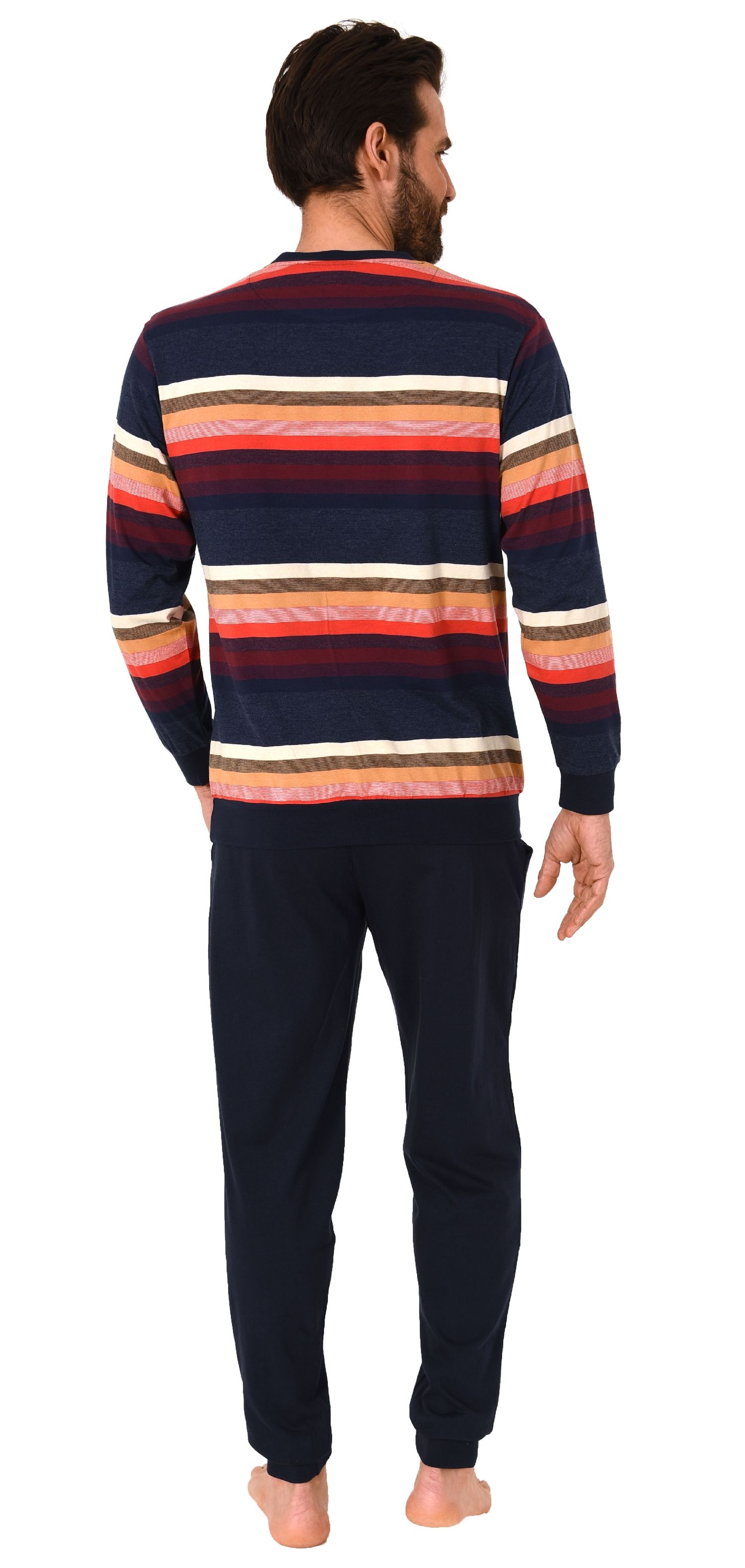 Herren Pyjama Schlafanzug langarm mit Bündchen in toller Streifenoptik  - 102 101 90 770