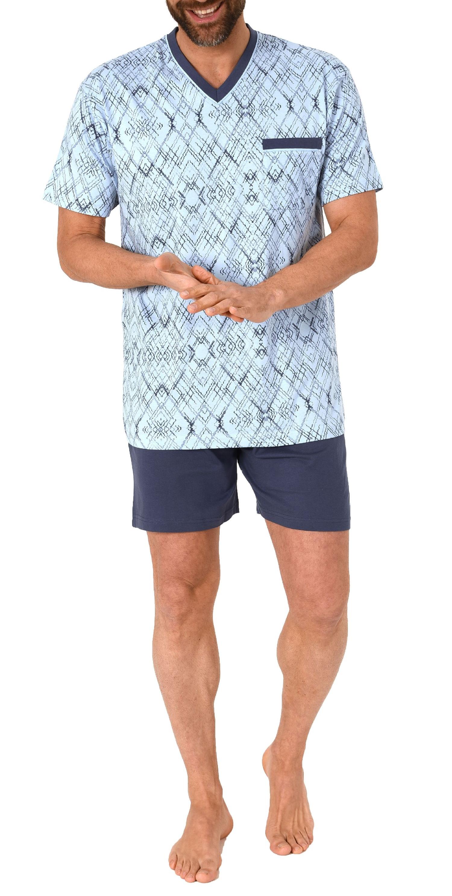Herren Shorty Pyjama Schlafanzug kurzarm mit grapischen Muster - 102 105 90 488 Herren Shorty Pyjama Schlafanzug kurzarm mit grapischen Muster - 102 105 90 488