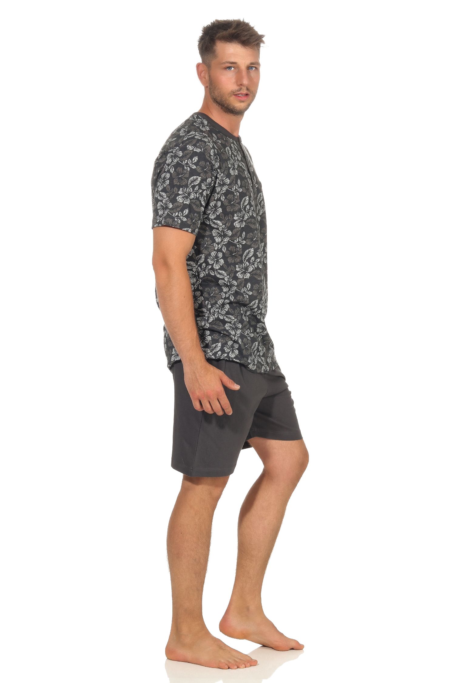 Sommerlicher Herren Shorty Pyjama kurzarm Schlafanzug in Hawaii-Hemden Optik - 102 105 90 510 Sommerlicher Herren Shorty Pyjama kurzarm Schlafanzug in Hawaiii-Hemden Optik