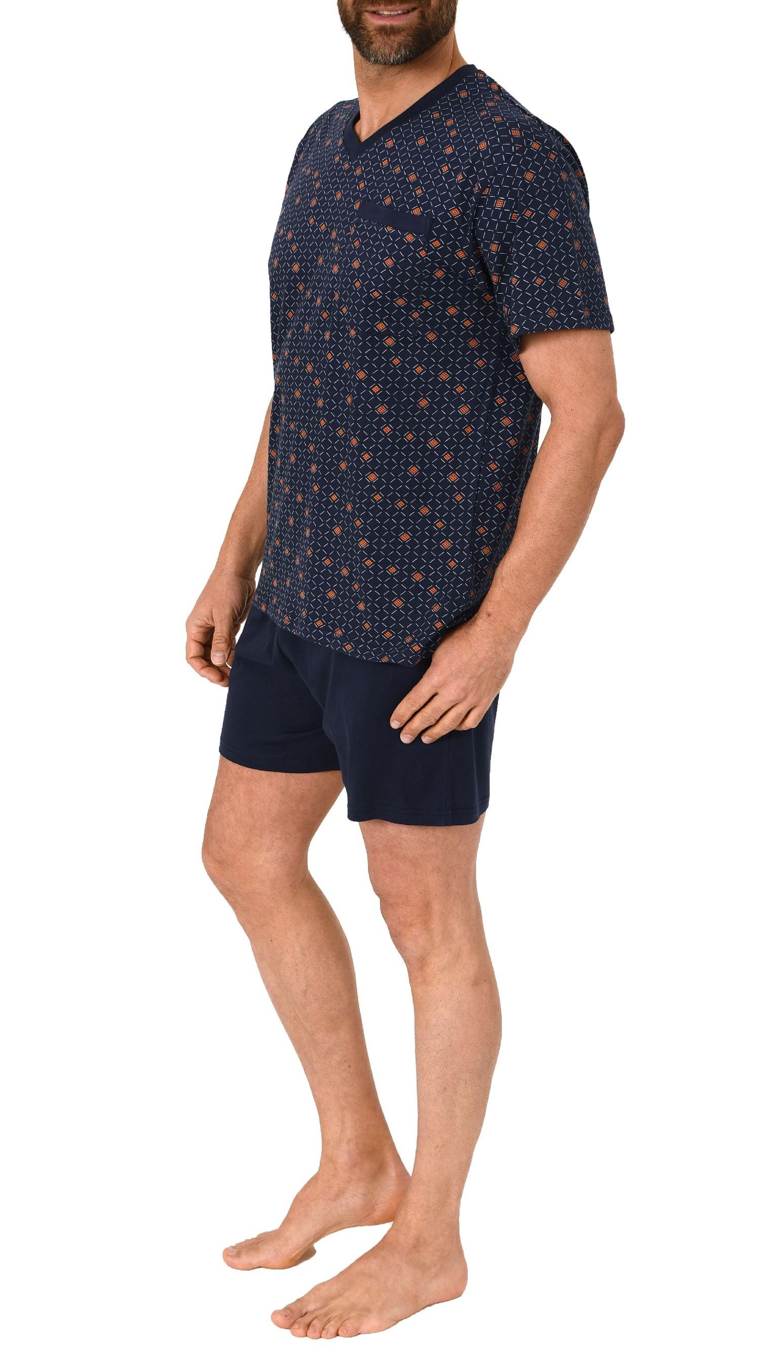 Eleganter Herren Shorty Pyjama Schlafanzug kurzarm mit V-Hals - 102 105 90 518 Eleganter Herren Shorty Pyjama Schlafanzug kurzarm mit V-Hals - 102 105 90 518