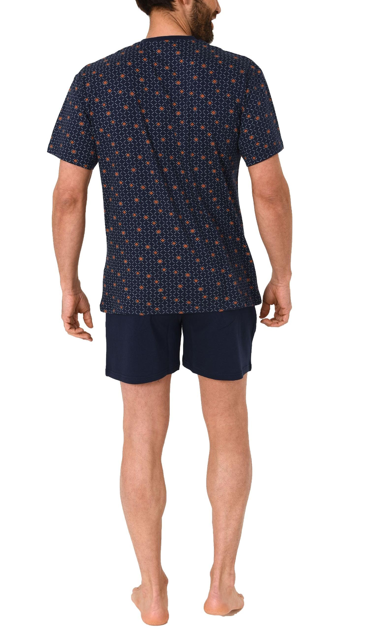Eleganter Herren Shorty Pyjama Schlafanzug kurzarm mit V-Hals - 102 105 90 518 Eleganter Herren Shorty Pyjama Schlafanzug kurzarm mit V-Hals - 102 105 90 518