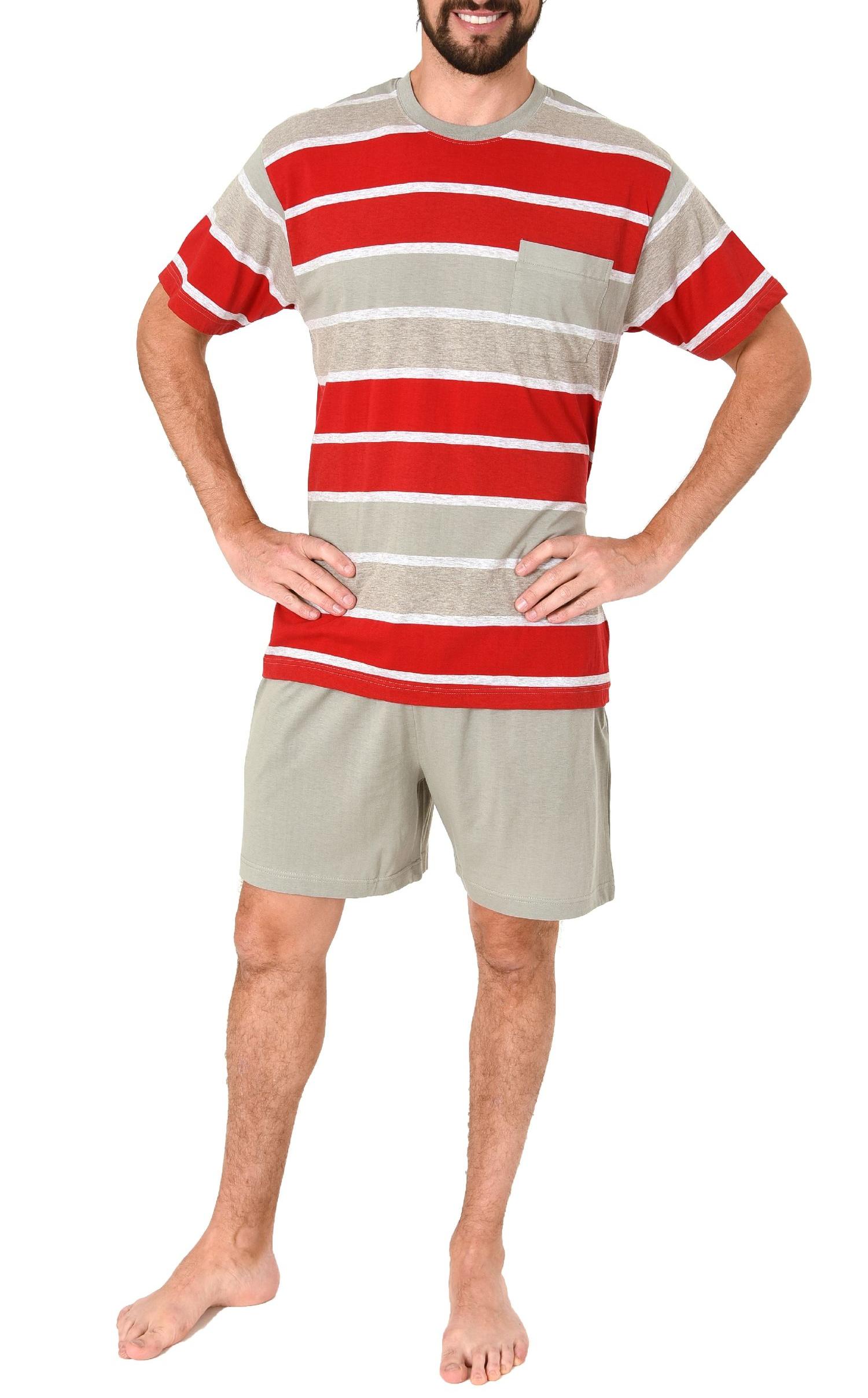 Herren Shorty Pyjama Schlafanzug kurz in eleganter Blockstreifenoptik - 102 105 90 630