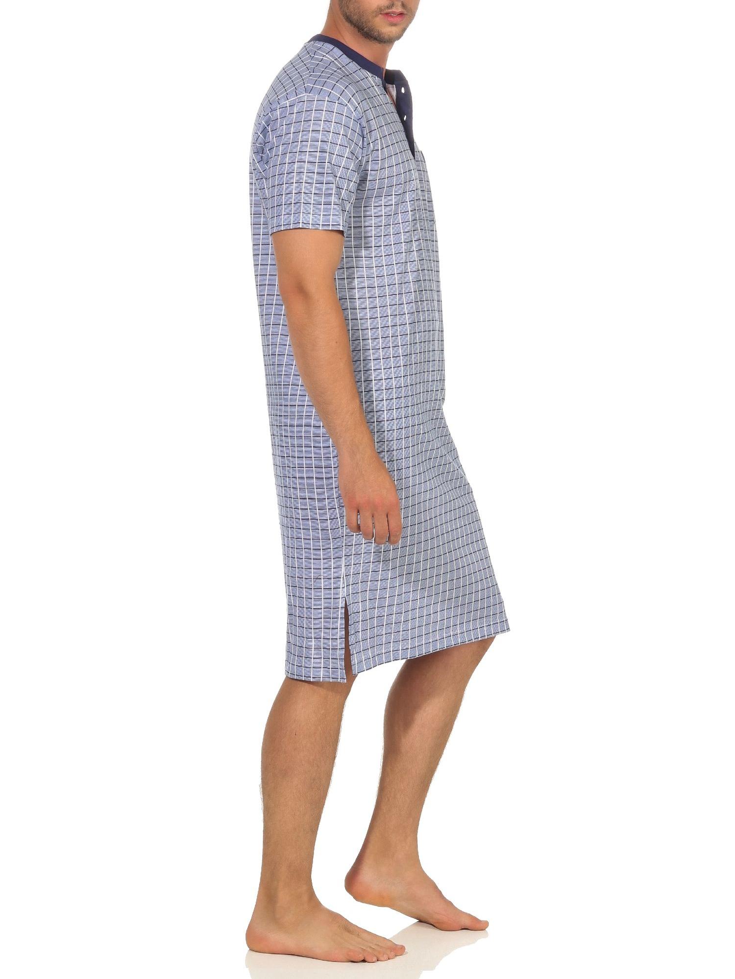 Herren Nachthemd kurzarm in eleganter Karo Optik - auch in Übergrössen bis Gr. 70