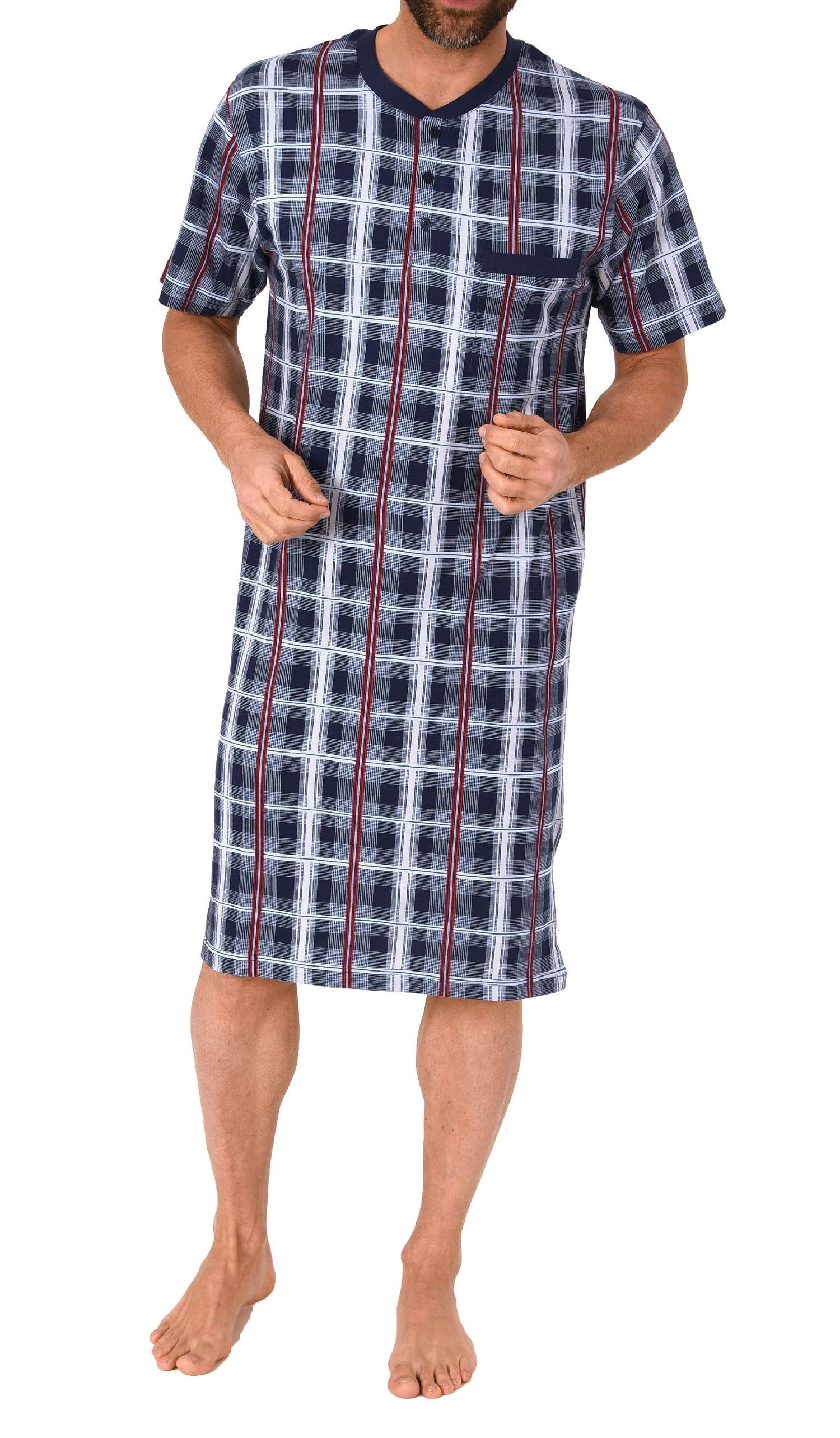 Herren Nachthemd kurzarm in Karo Optik - auch in Übergrössen bis Gr. 68/70 - 111 90 412