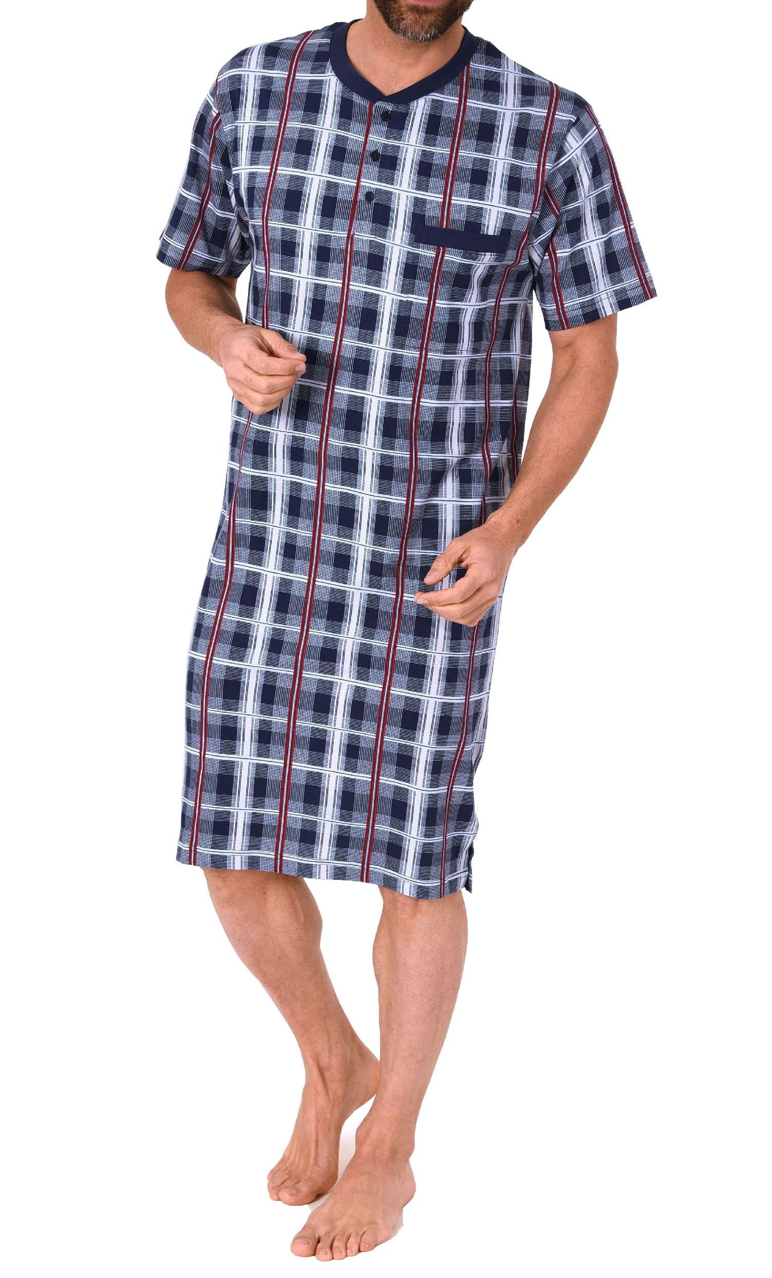Herren Nachthemd kurzarm in Karo Optik - auch in Übergrössen bis Gr. 68/70 - 111 90 412