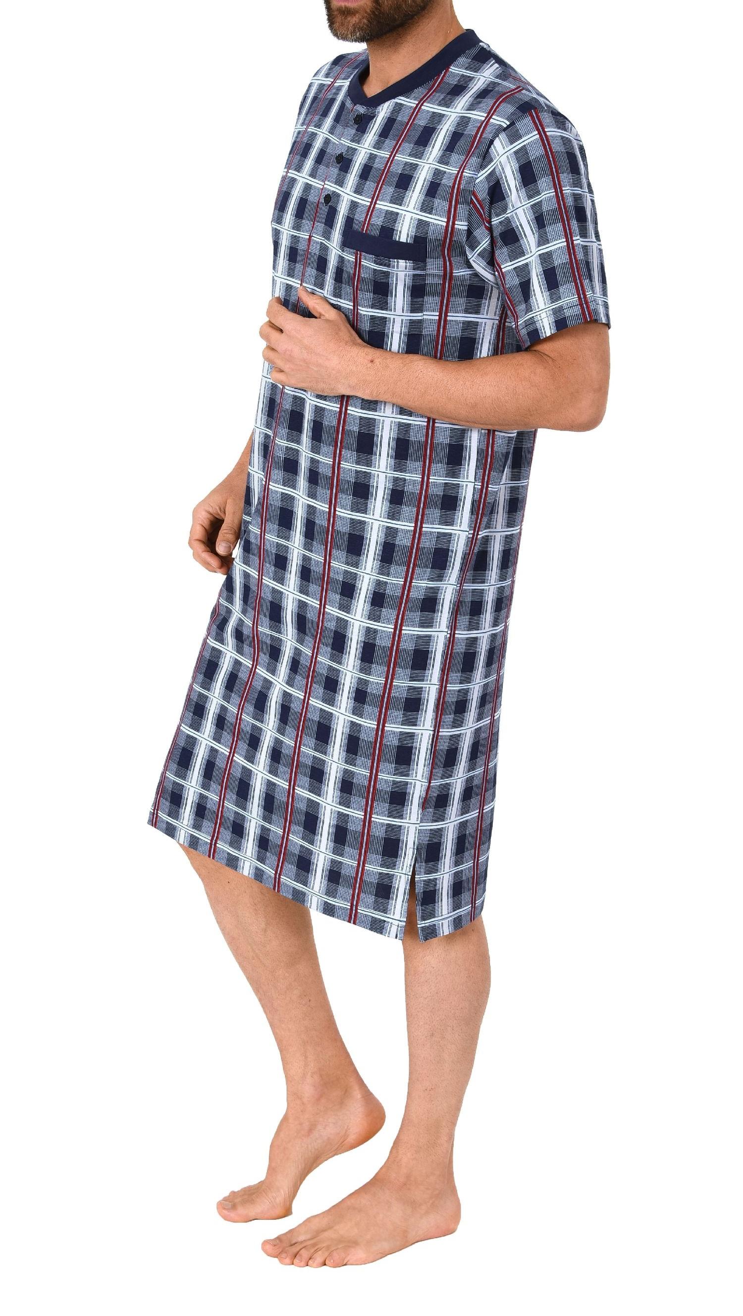 Herren Nachthemd kurzarm in Karo Optik - auch in Übergrössen bis Gr. 68/70 - 111 90 412