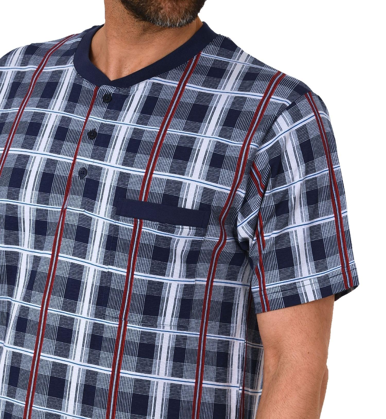 Herren Nachthemd kurzarm in Karo Optik - auch in Übergrössen bis Gr. 68/70 - 111 90 412