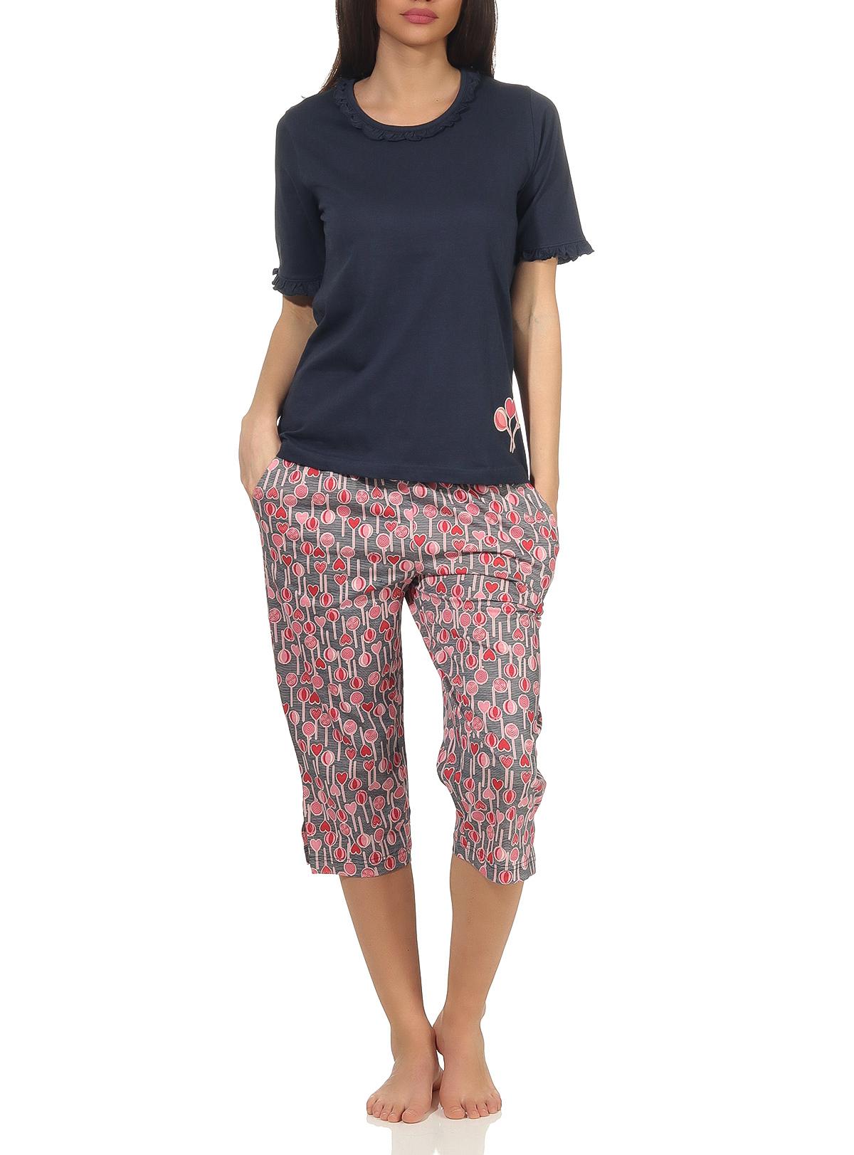 Damen Capri Pyjama Schlafanzug kurzarm im verspielten Lolli Lutscher lollipop Design Damen Capri Pyjama Schlafanzug kurzarm im verspielten Lolli Lutscher lollipop Design