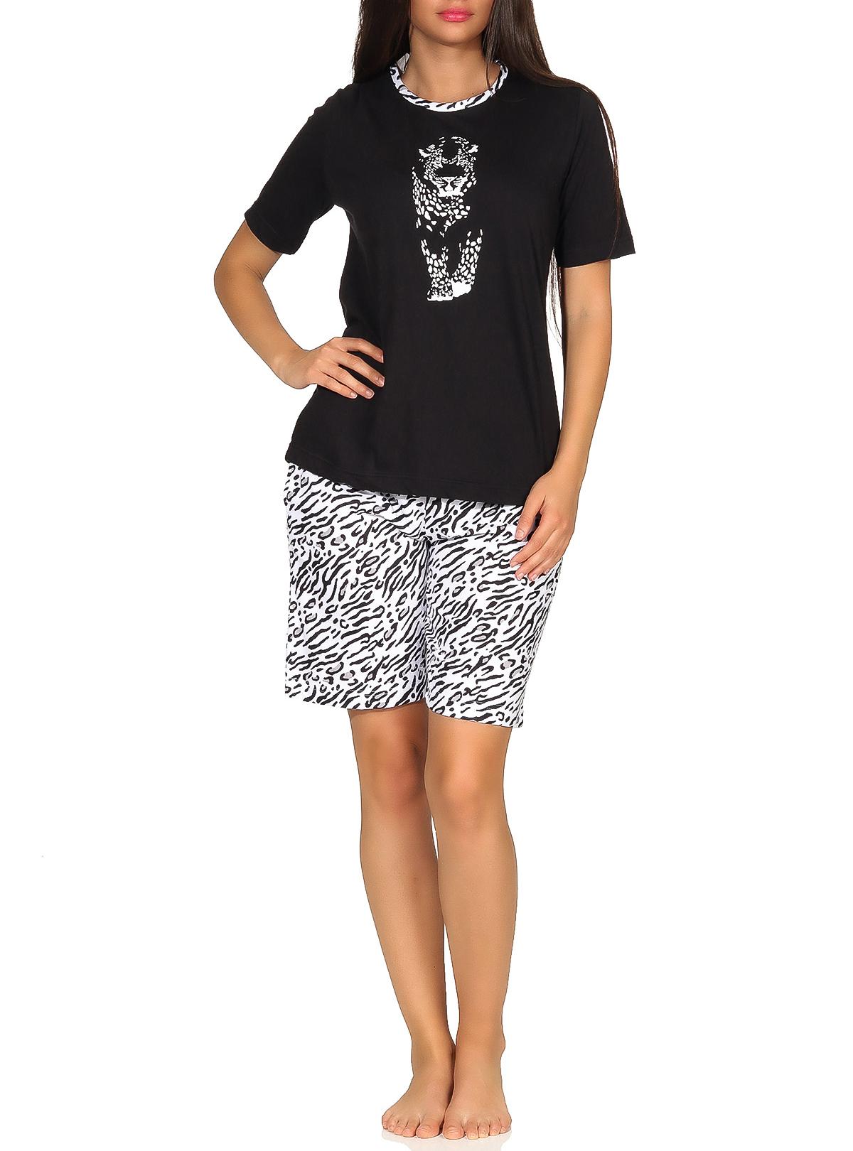 Shorty Pyjama kurzarm Schlafanzug mit Tigermotiv, auch in Übergrössen bis Gr. 60/62