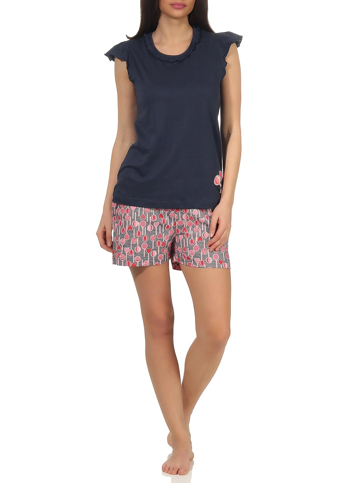 Damen Shorty Pyjama Schlafanzug kurzarm im verspielten Lolli Lutscher lollipop Design 