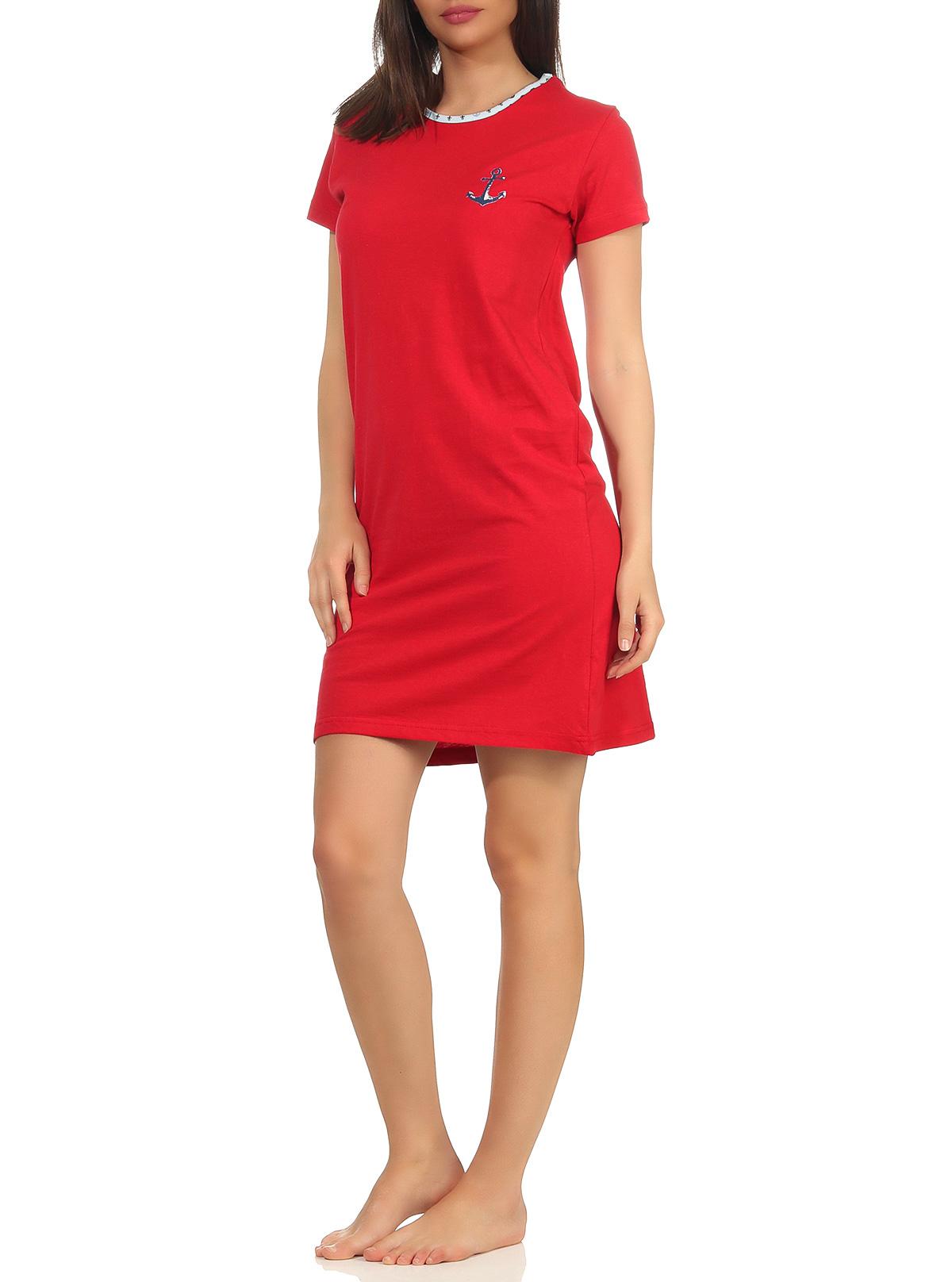 Damen Nachthemd kurzarm im maritimen Look und mit Ankermotiv 64244 Damen Nachthemd kurzarm im maritimen Look und mit Ankermotiv 64244