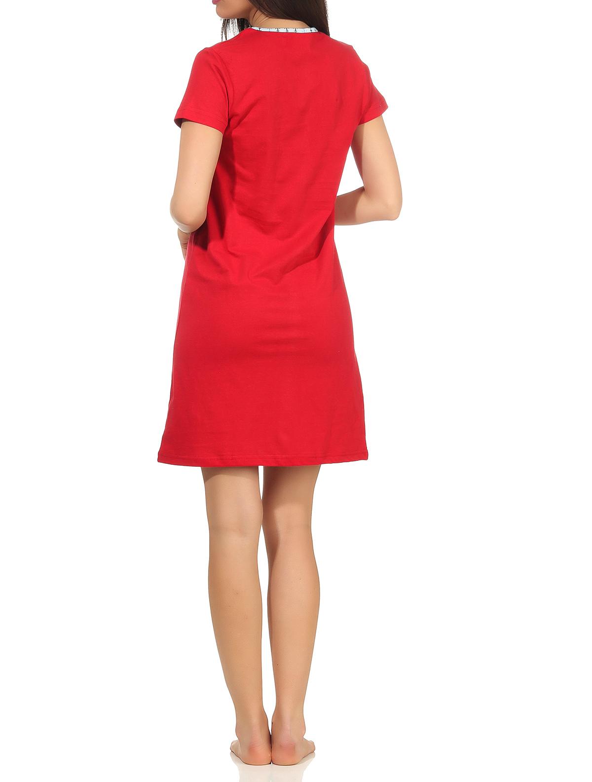 Damen Nachthemd kurzarm im maritimen Look und mit Ankermotiv 64244