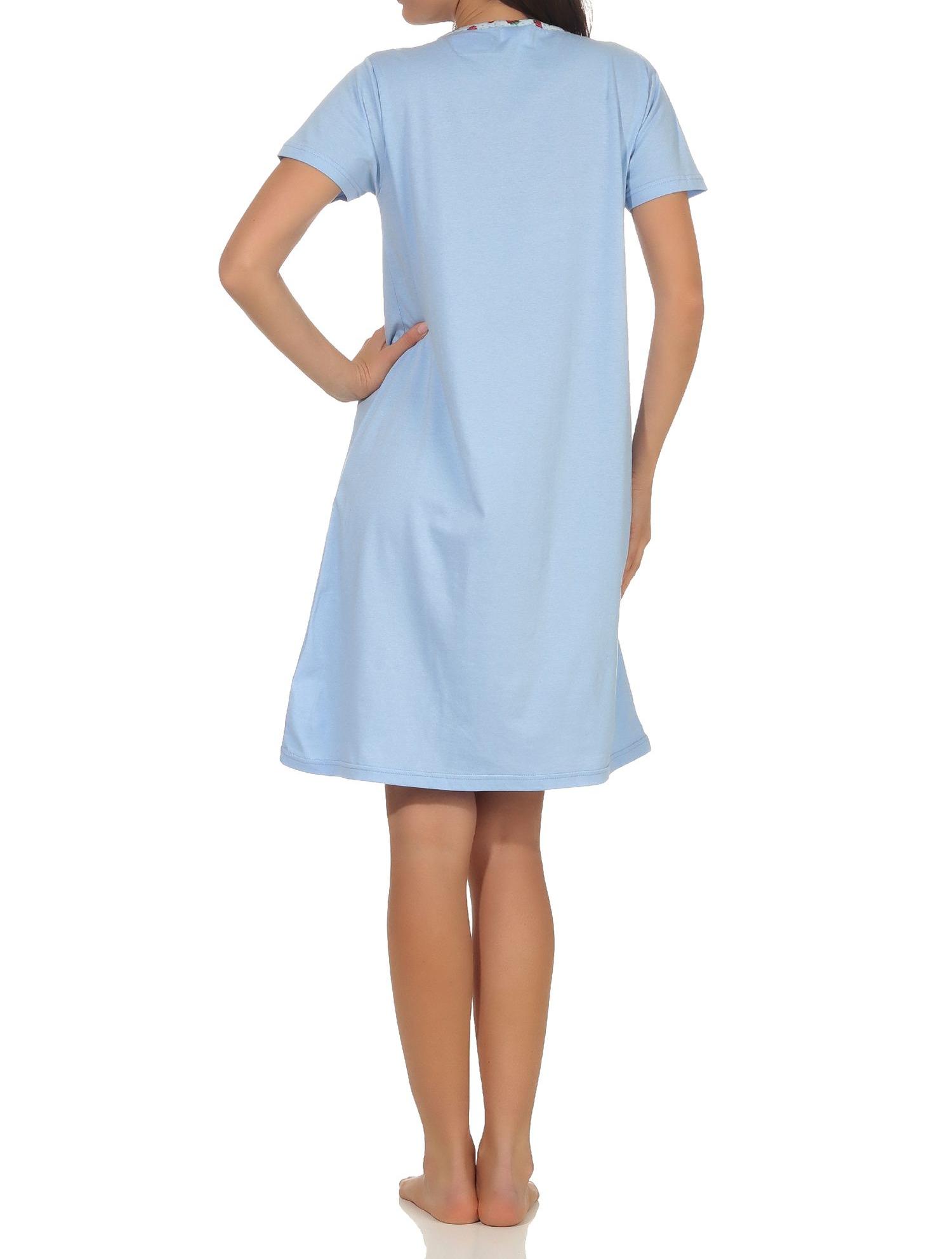 Damen Nachthemd kurzarm mit süssen Erdrosan Motiv 64234 Damen Nachthemd kurzarm mit süssen Erdbeeren Motiv 64234