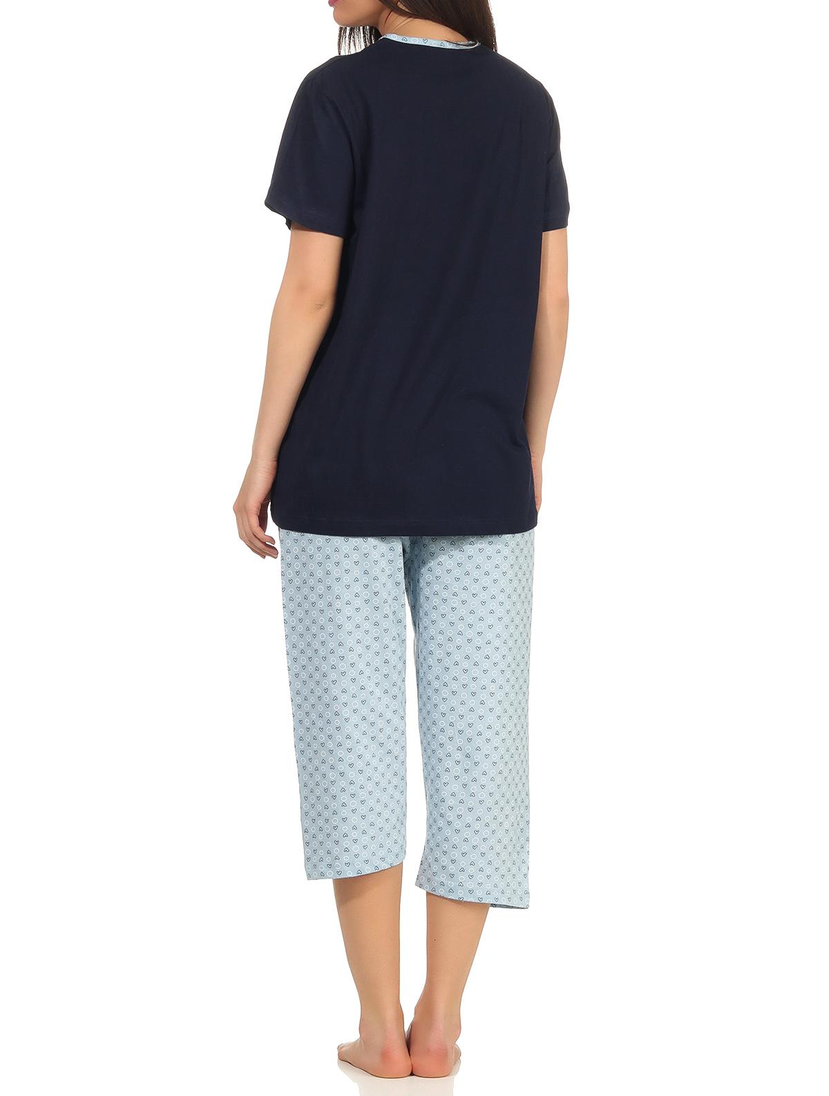 Damen Capri Pyjama Schlafanzug kurzarm in toller Herz-Punkte-Tupfen Optik 64237 Damen Capri Pyjama Schlafanzug kurzarm in toller Herz-Punkte-Tupfen Optik 64237