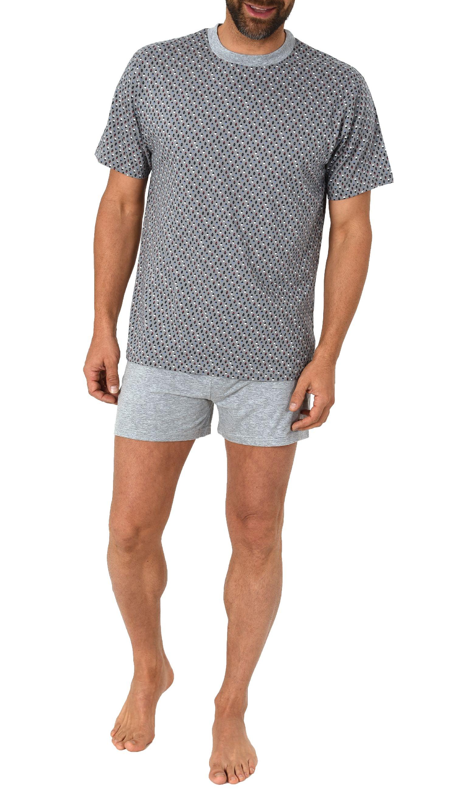 Eleganter Herren Pyjama Shorty Schlafanzug kurzarm mit edlen minimal Print 64216 Eleganter Herren Pyjama Shorty Schlafanzug kurzarm mit edlen minimal Print 64216