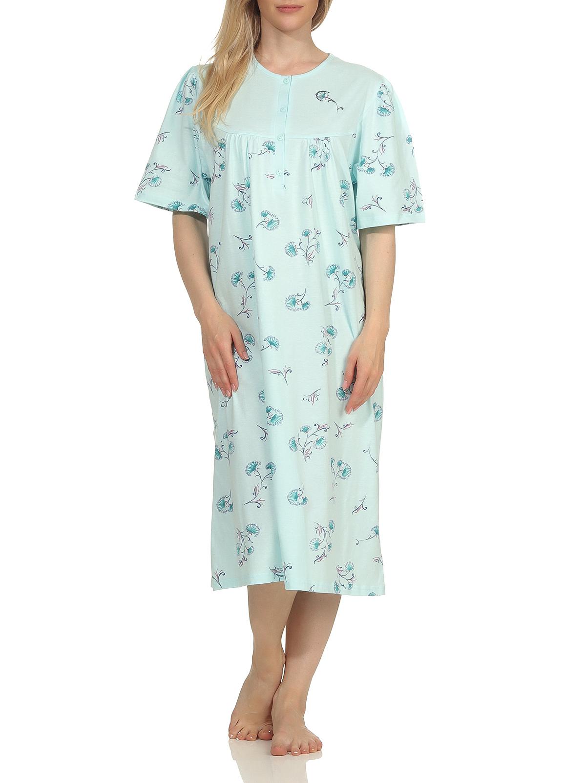Damen Nachthemd kurzarm mit 105 cm Länge und Kopfleiste am Hals - 65272 Damen Nachthemd kurzarm mit 105 cm Länge und Kopfleiste am Hals - 65272
