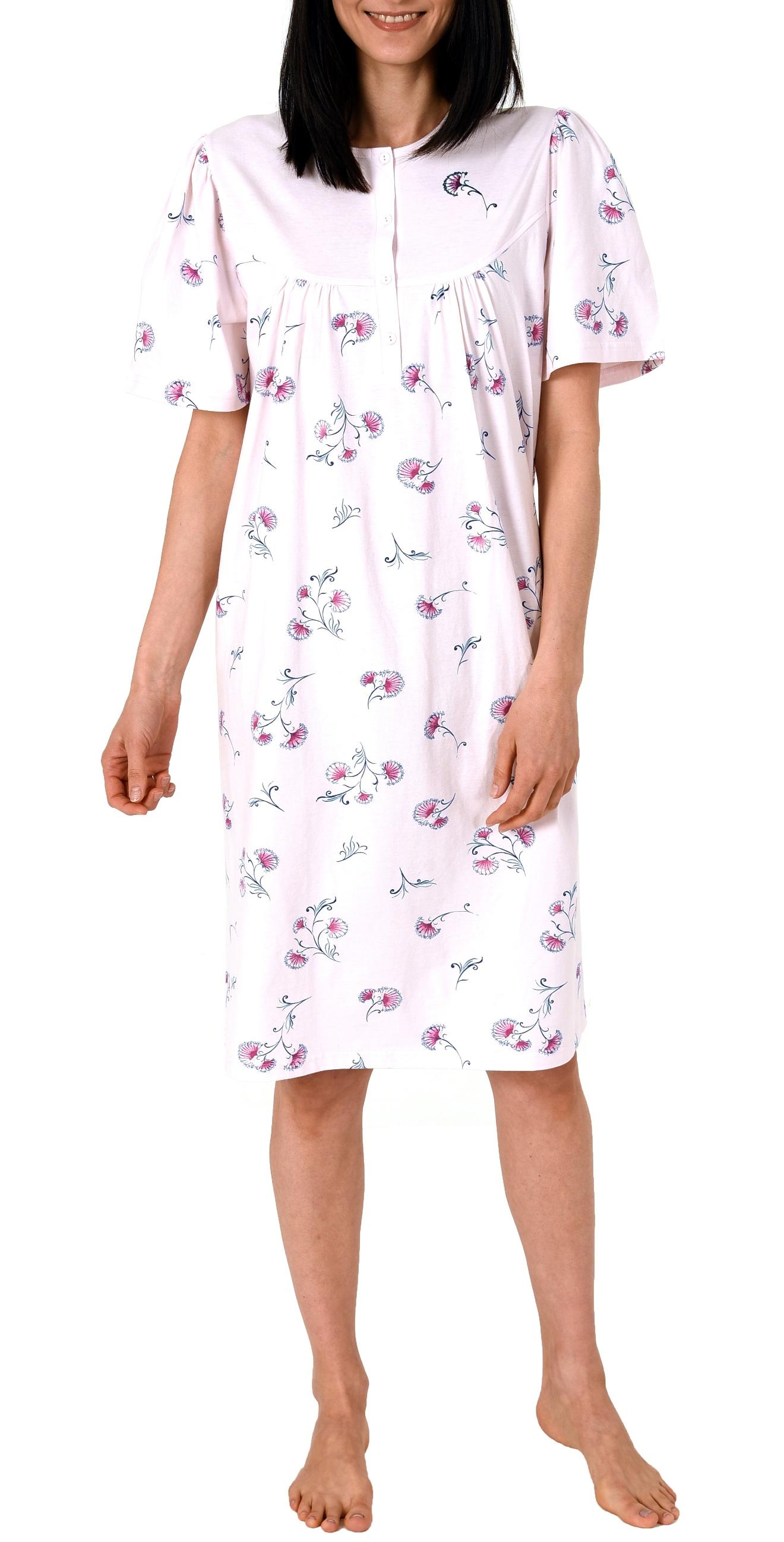 Upload Damen Nachthemd kurzarm mit 105 cm Länge und Kopfleiste am Hals - 65272