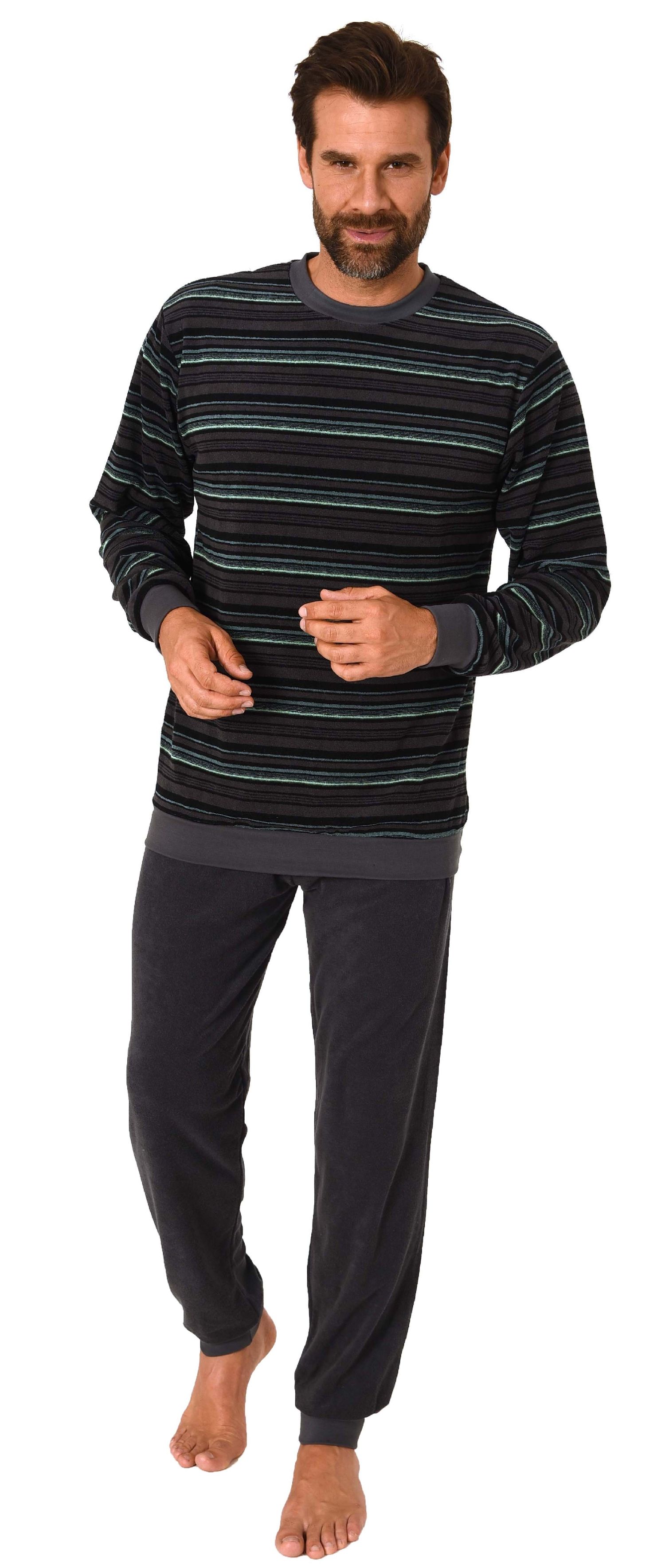 Herren Frottee Pyjama Schlafanzug mit Bündchen und Rundhals  - auch in Übergrößen - 93 751
