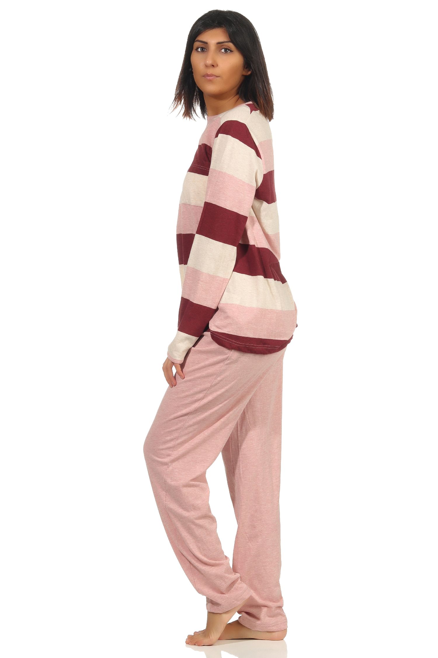 Wunderschöner Damen Pyjama langarm - auch in Übergrössen - tolle Block Streifen Optik
