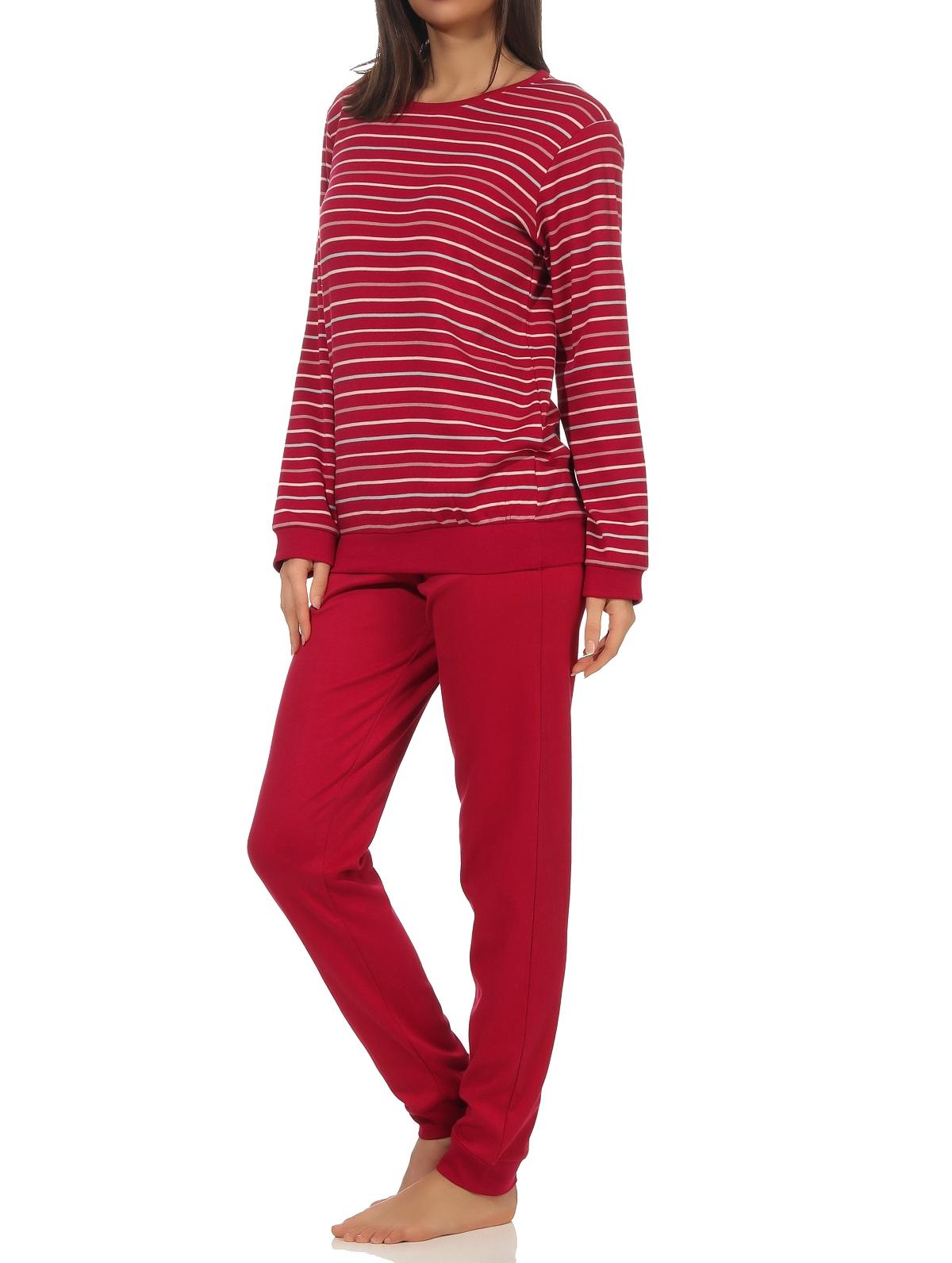 Kuscheliger Interlock Damen Pyjama Schlafanzug mit Bündchen in Ringel Optik - 202 96 225Kuscheliger Interlock Damen Pyjama Schlafanzug mit Bündchen in Ringel Optik - 202 96 225