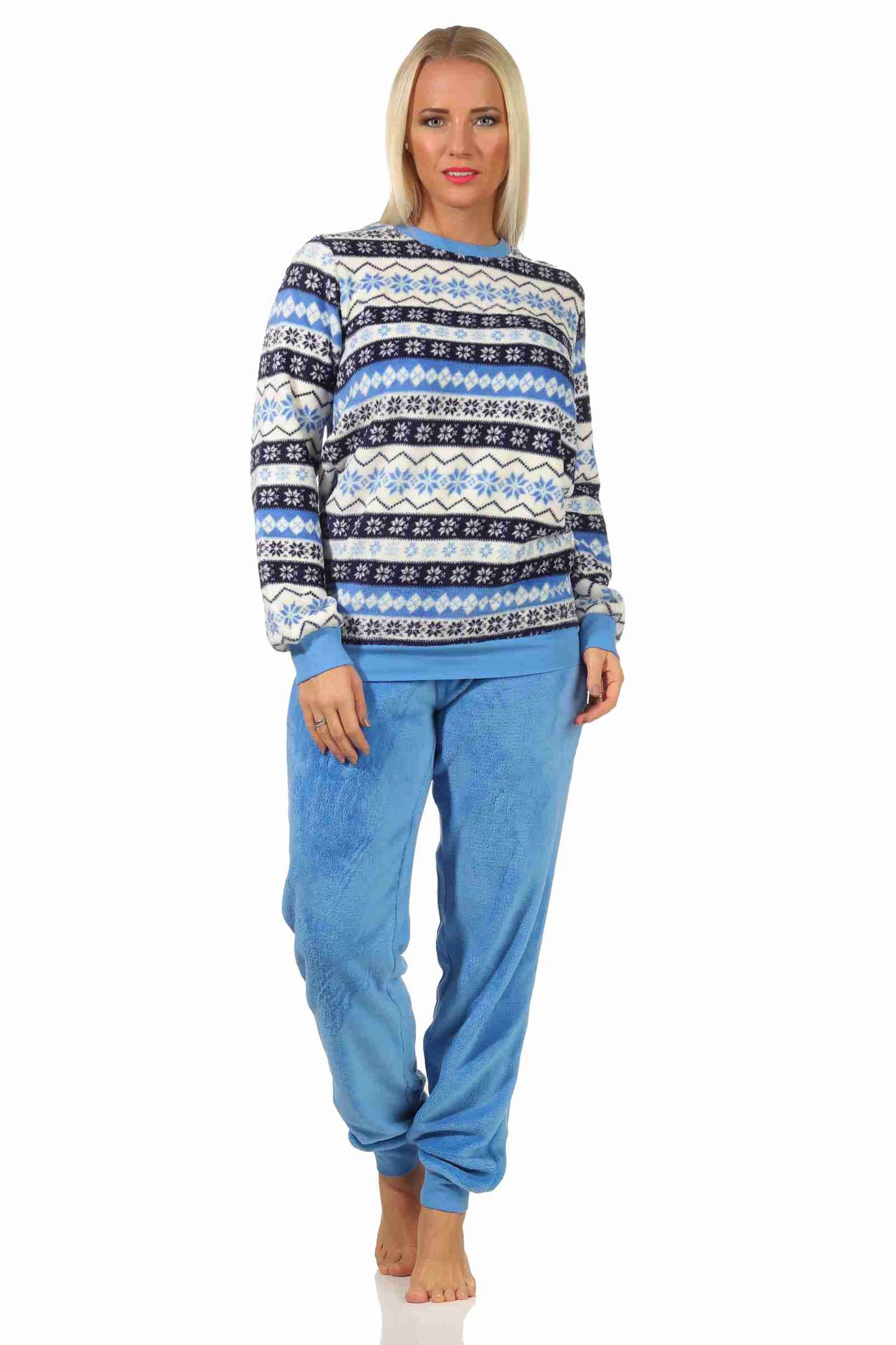 Toller Damen Schlafanzug Pyjama langarm im Norwegerlook aus Coralfleece - 202 201 267 959