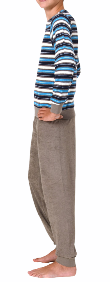 Cooler Jungen Frottee Pyjama langarm Schlafanzug mit Bündchen - 63560