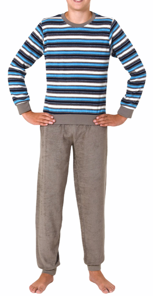 Cooler Jungen Frottee Pyjama langarm Schlafanzug mit Bündchen - 63560