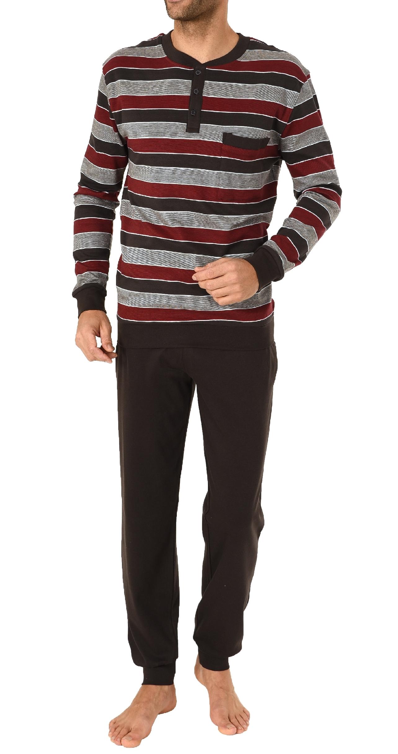 Edler Herren Pyjama langarm Schlafanzug mit Bündchen - 202 101 10 655