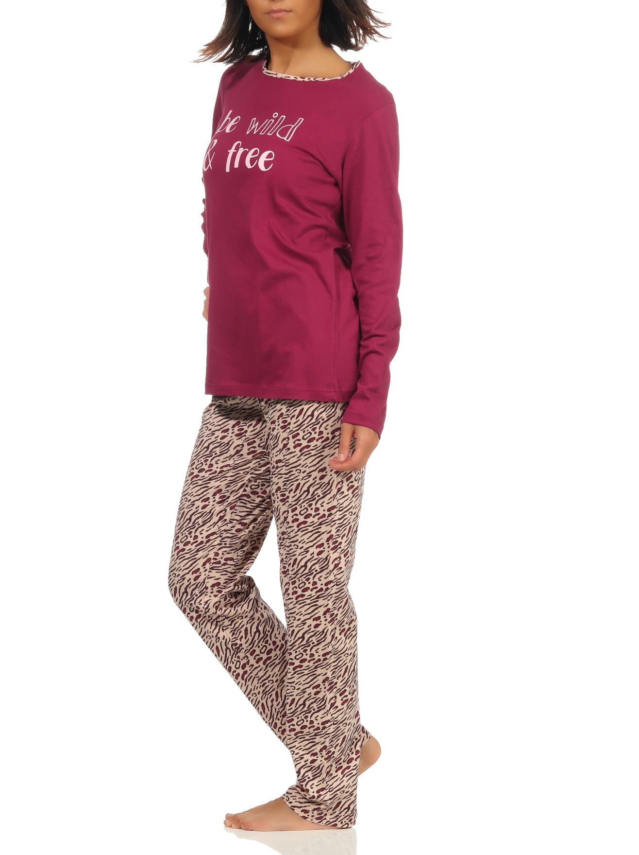 Damen Pyjama Schlafanzug langarm im tollen Leo Design - 202 201 10 812