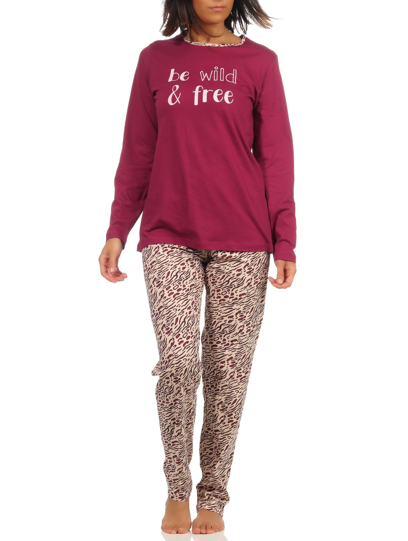 Damen Pyjama Schlafanzug langarm im tollen Leo Design - 202 201 10 812
