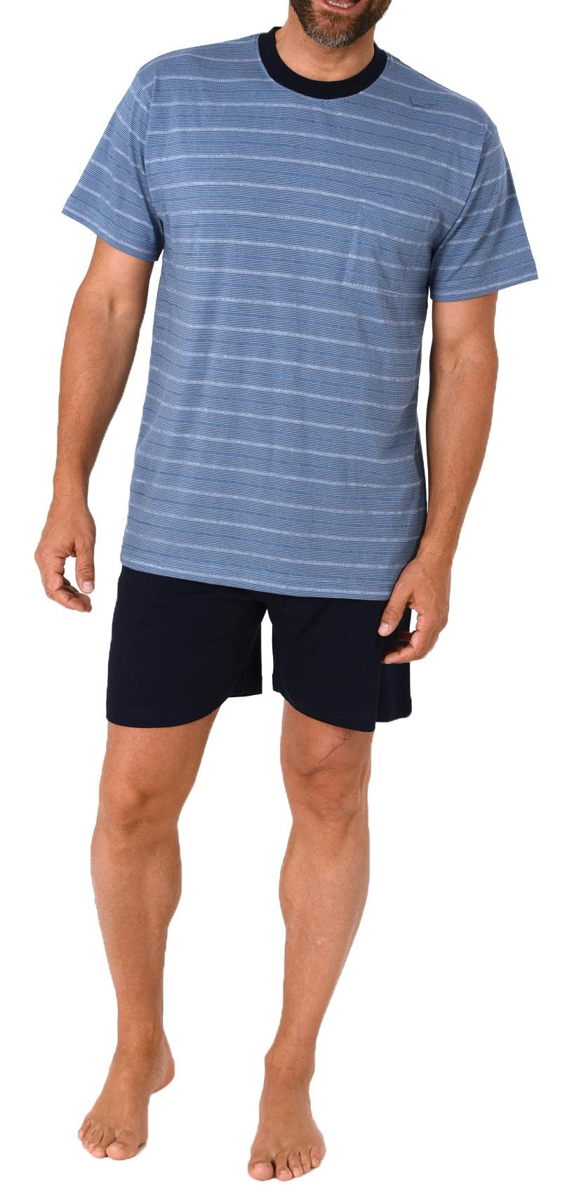 Lässiger Herren kurzarm Shorty Pyjama Schlafanzug in Streifenoptik - auch in Übergrössen