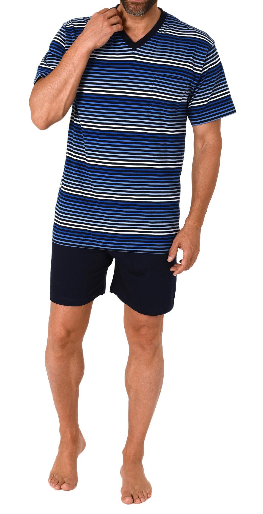 Herren Schlafanzug kurzarm Shorty Pyjama in toller Streifenoptik  - 112 105 90 746